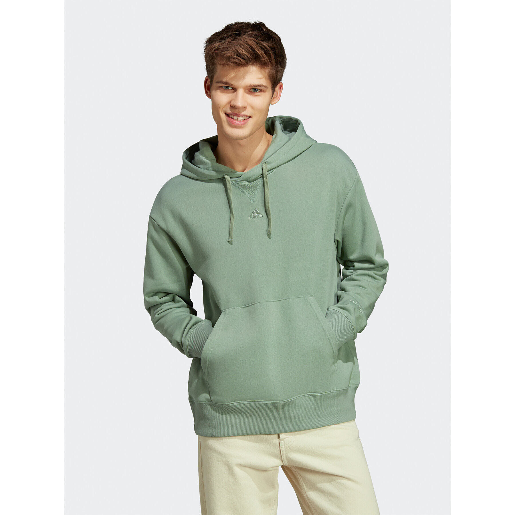 adidas Mikina ALL SZN French Terry Hoodie IC9765 Zelená Loose Fit - Pepit.cz