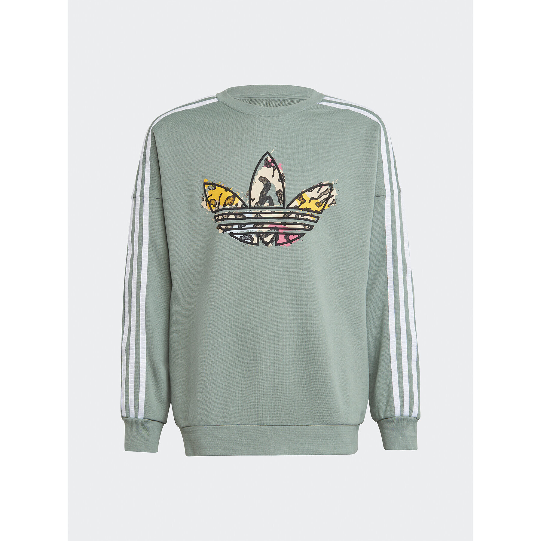 adidas Mikina Animal Print Crew Sweatshirt IB8596 Zelená Loose Fit - Pepit.cz