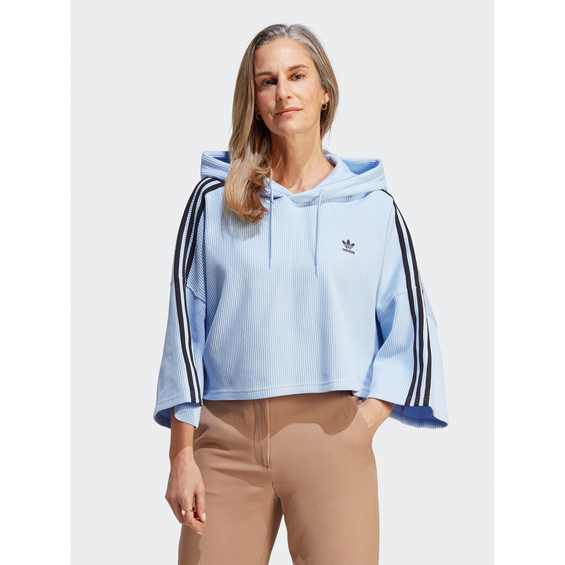 adidas Mikina Crop Hoodie IC5460 Modrá - Pepit.cz