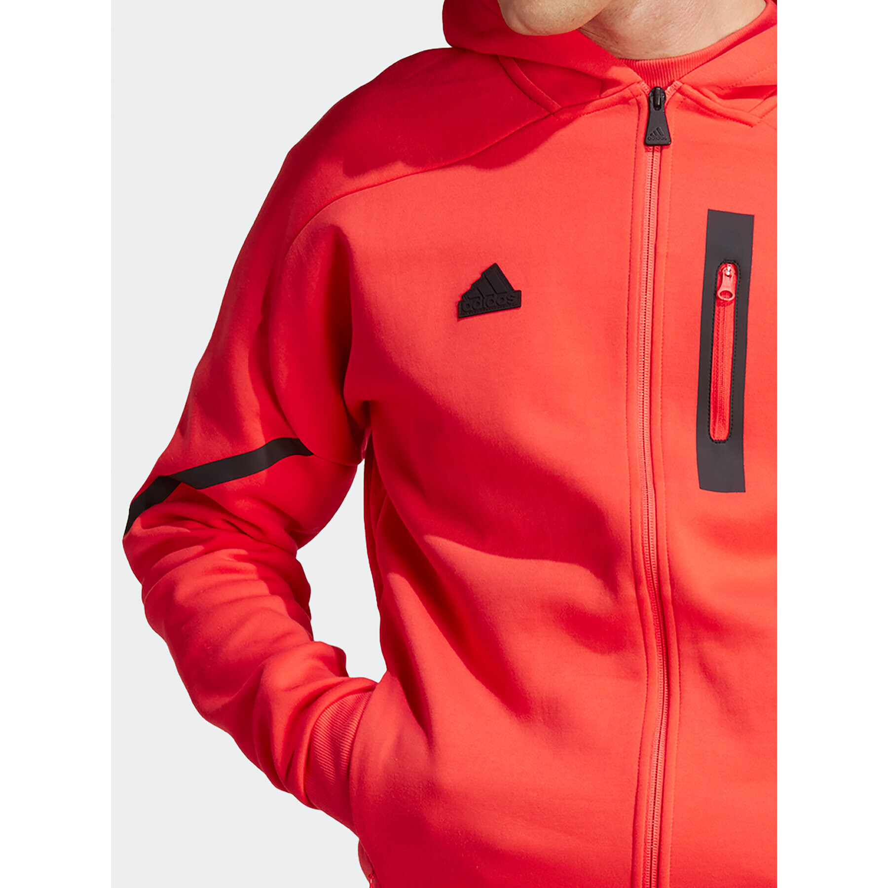 adidas Mikina Designed for Gameday Full-Zip Hoodie IC8050 Červená Slim Fit - Pepit.cz