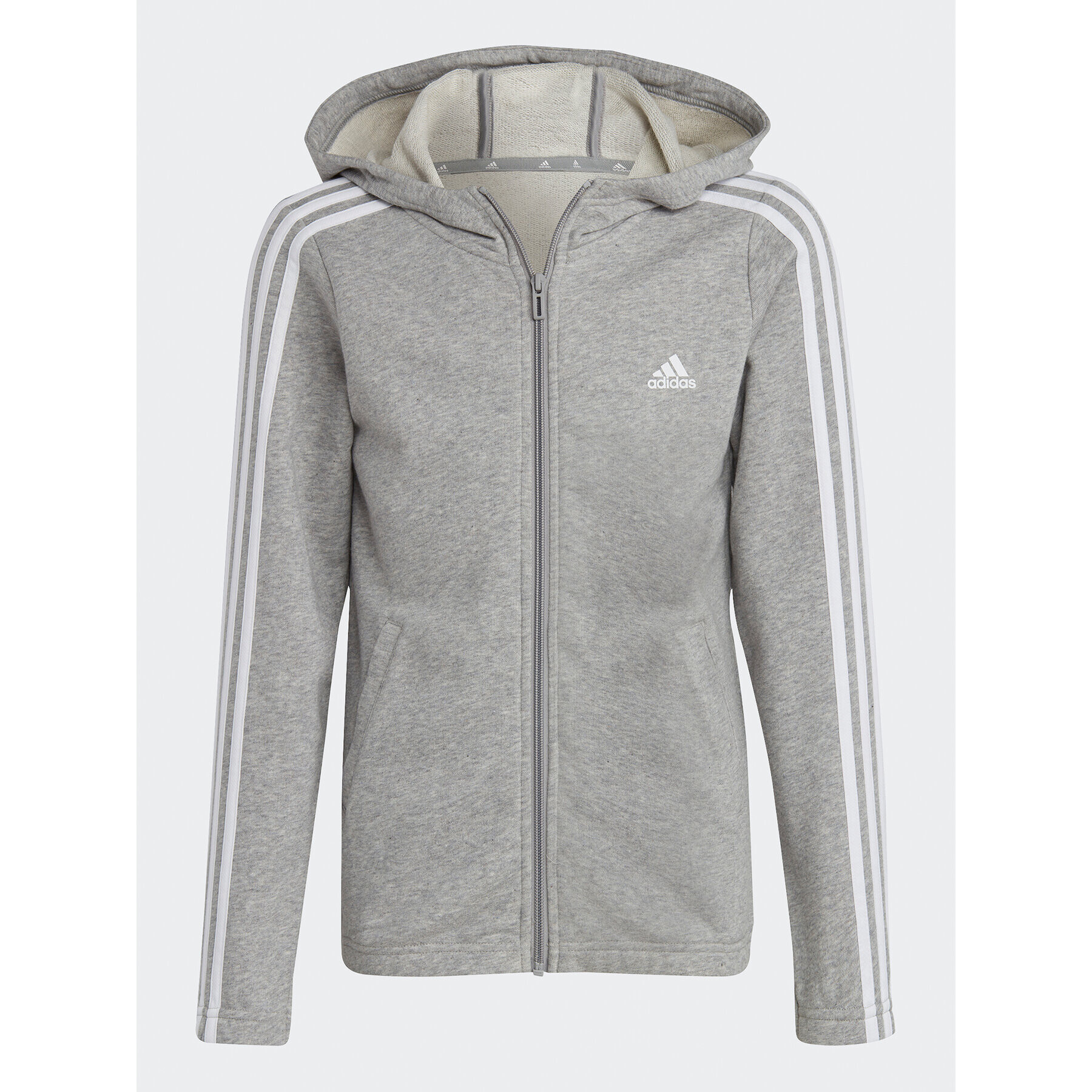 adidas Mikina Essentials 3-Stripes IC3635 Šedá Slim Fit - Pepit.cz