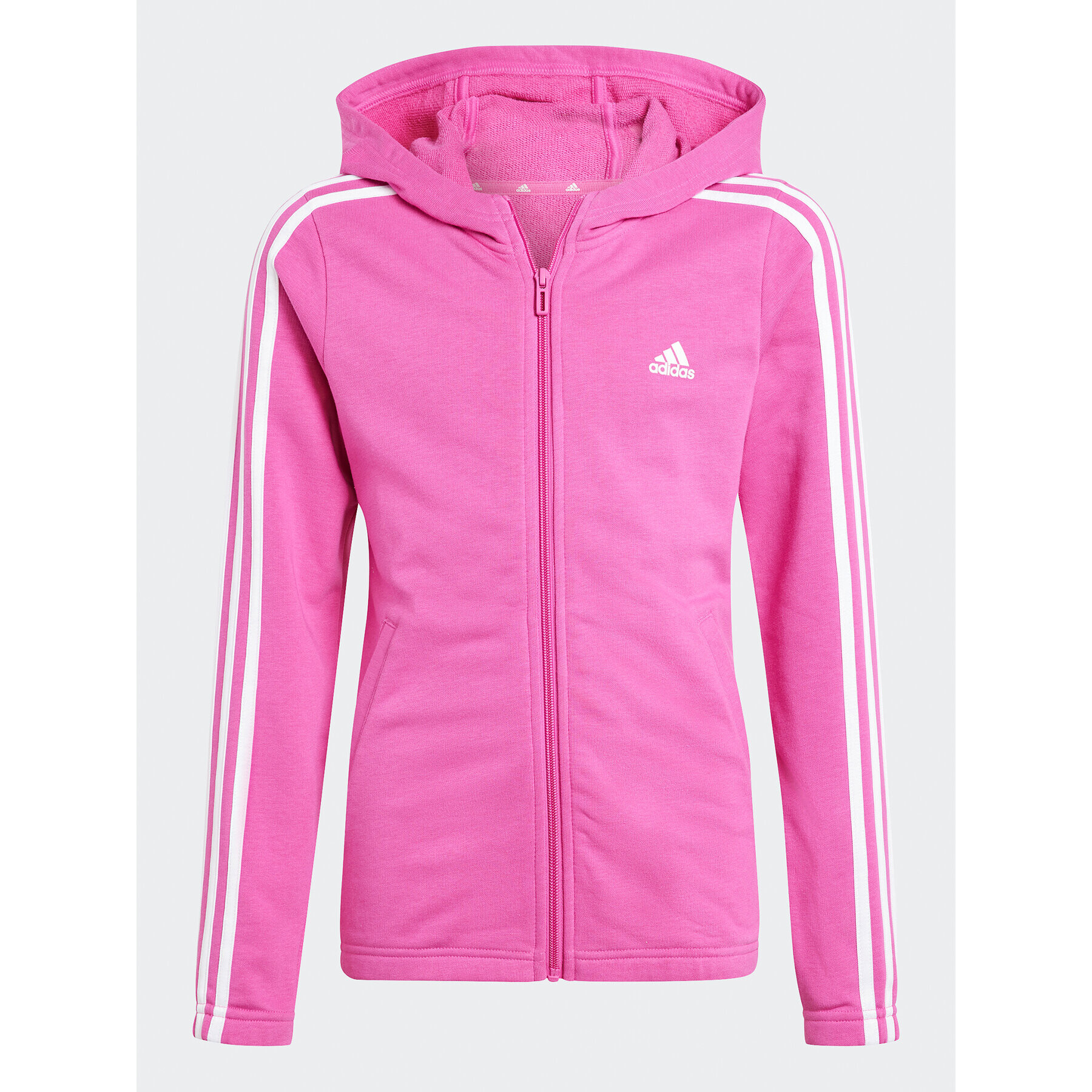 adidas Mikina Essentials 3-Stripes IJ6224 Růžová Slim Fit - Pepit.cz