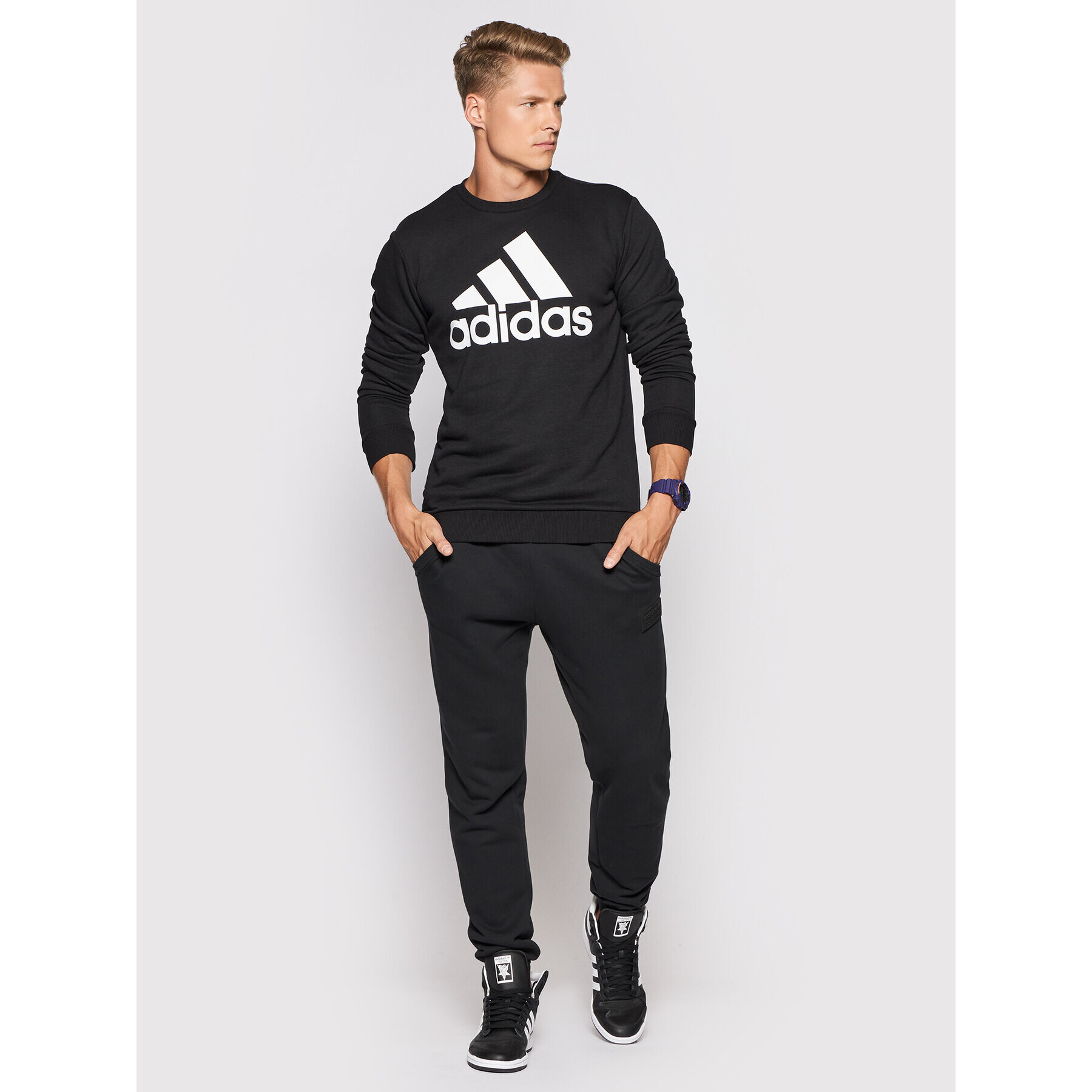 adidas Mikina Essentials Big Logo GK9076 Černá Regular Fit - Pepit.cz