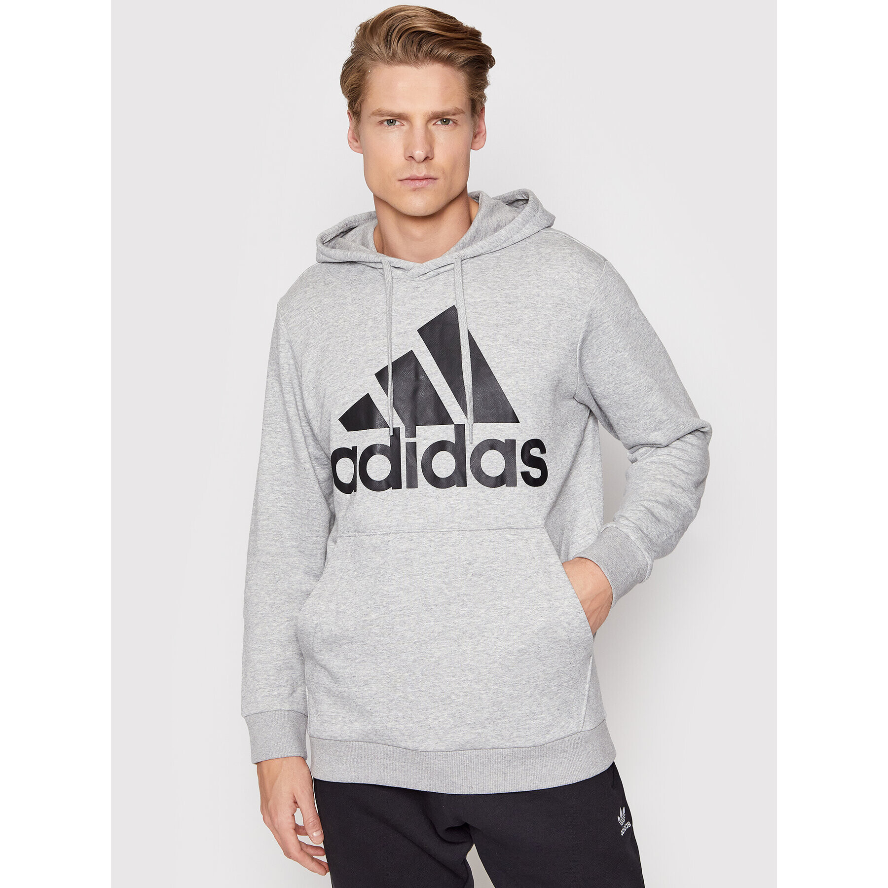 adidas Mikina Essentials Big Logo GK9541 Šedá Regular Fit - Pepit.cz