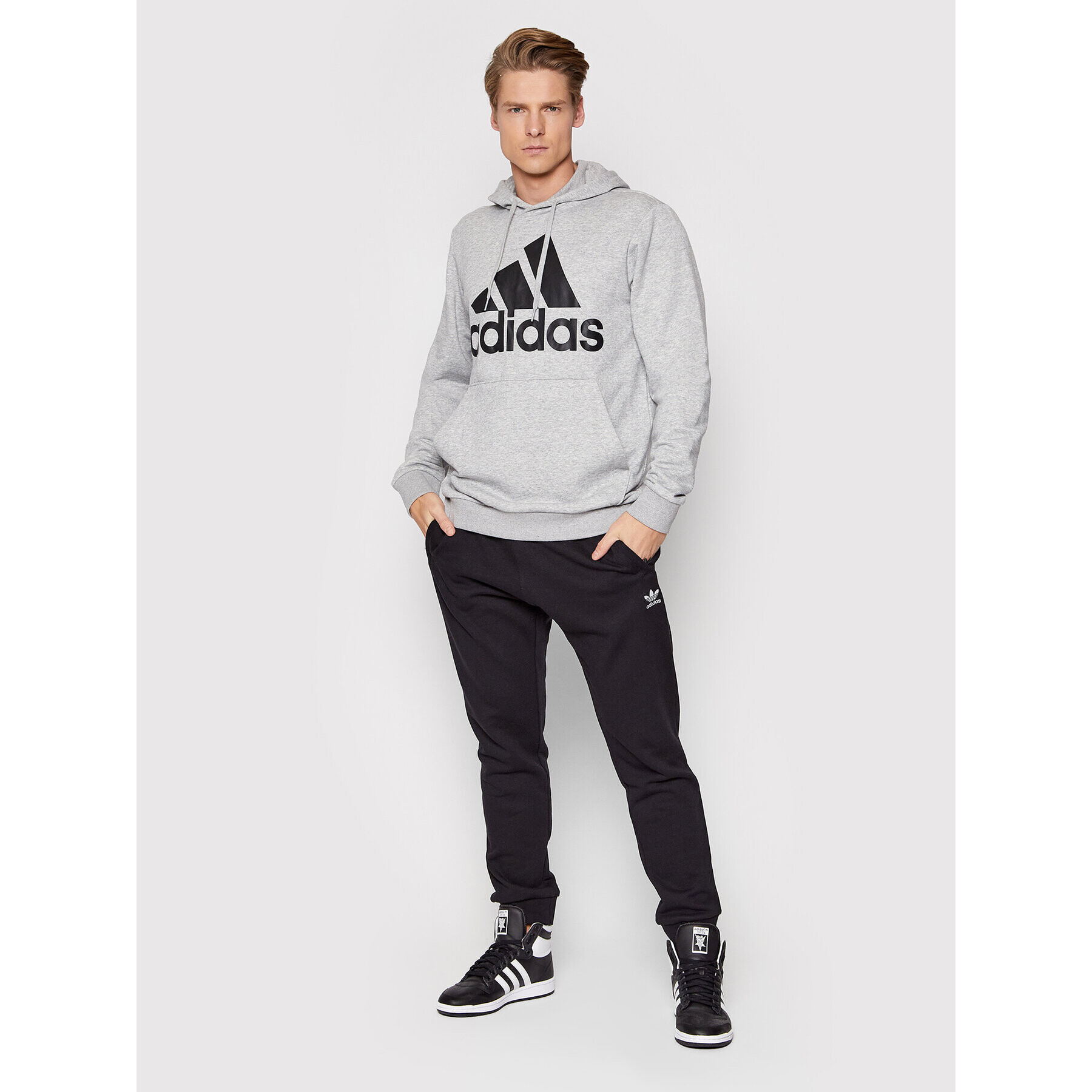 adidas Mikina Essentials Big Logo GK9541 Šedá Regular Fit - Pepit.cz