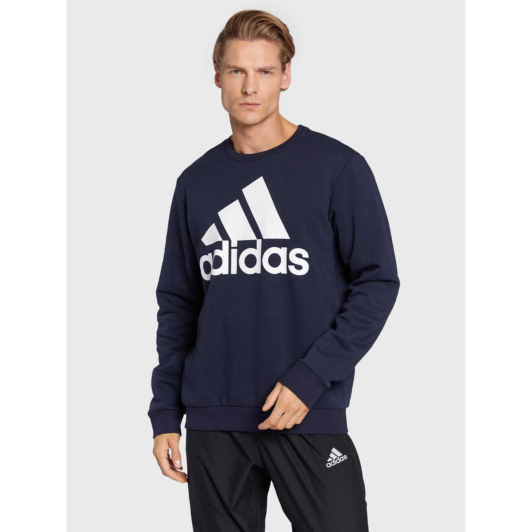 adidas Mikina Essentials Big Logo HL2298 Tmavomodrá Regular Fit - Pepit.cz