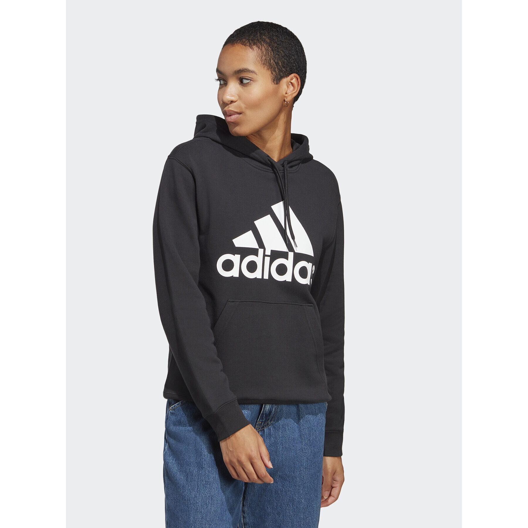 adidas Mikina Essentials Big Logo IC6895 Černá Regular Fit - Pepit.cz