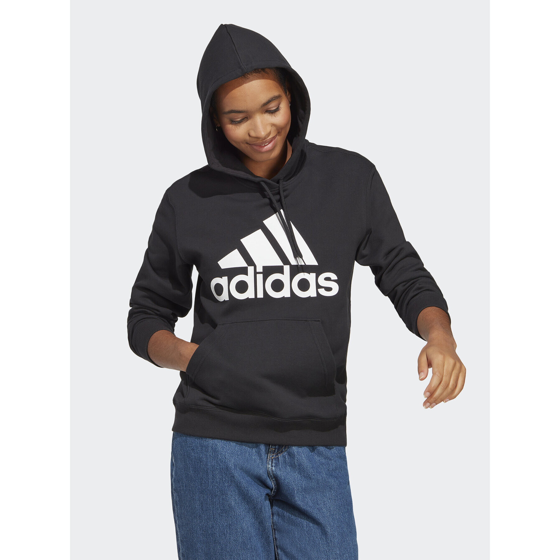 adidas Mikina Essentials Big Logo IC6895 Černá Regular Fit - Pepit.cz