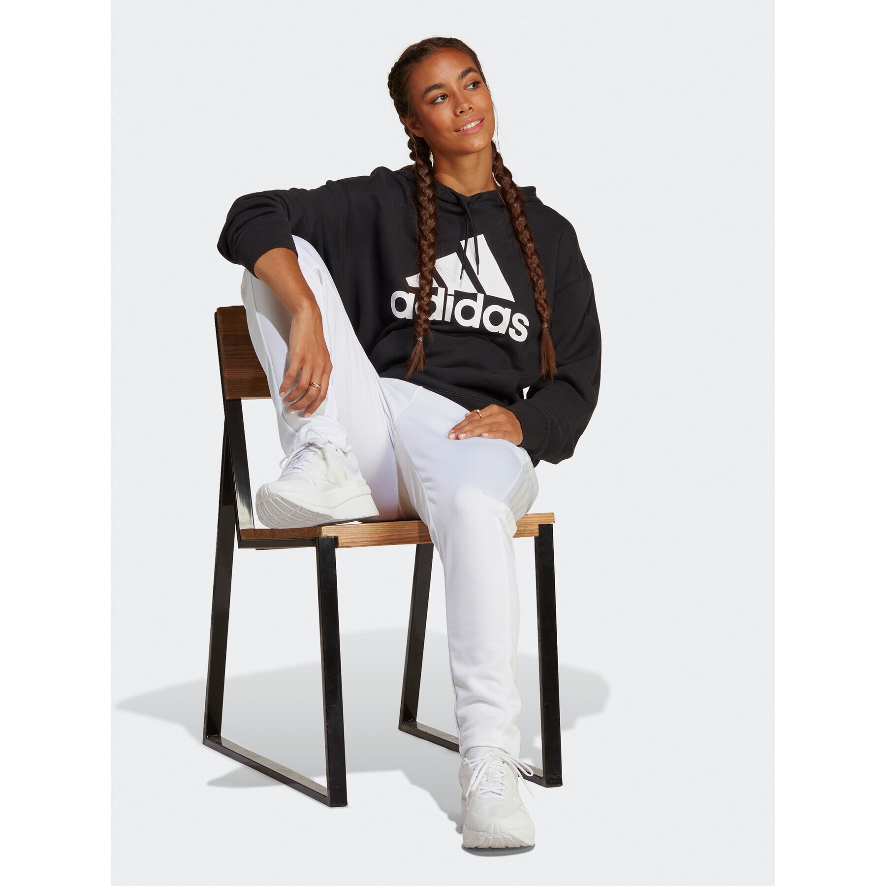 adidas Mikina Essentials Big Logo Oversized French Terry Hoodie HR4934 Černá Loose Fit - Pepit.cz