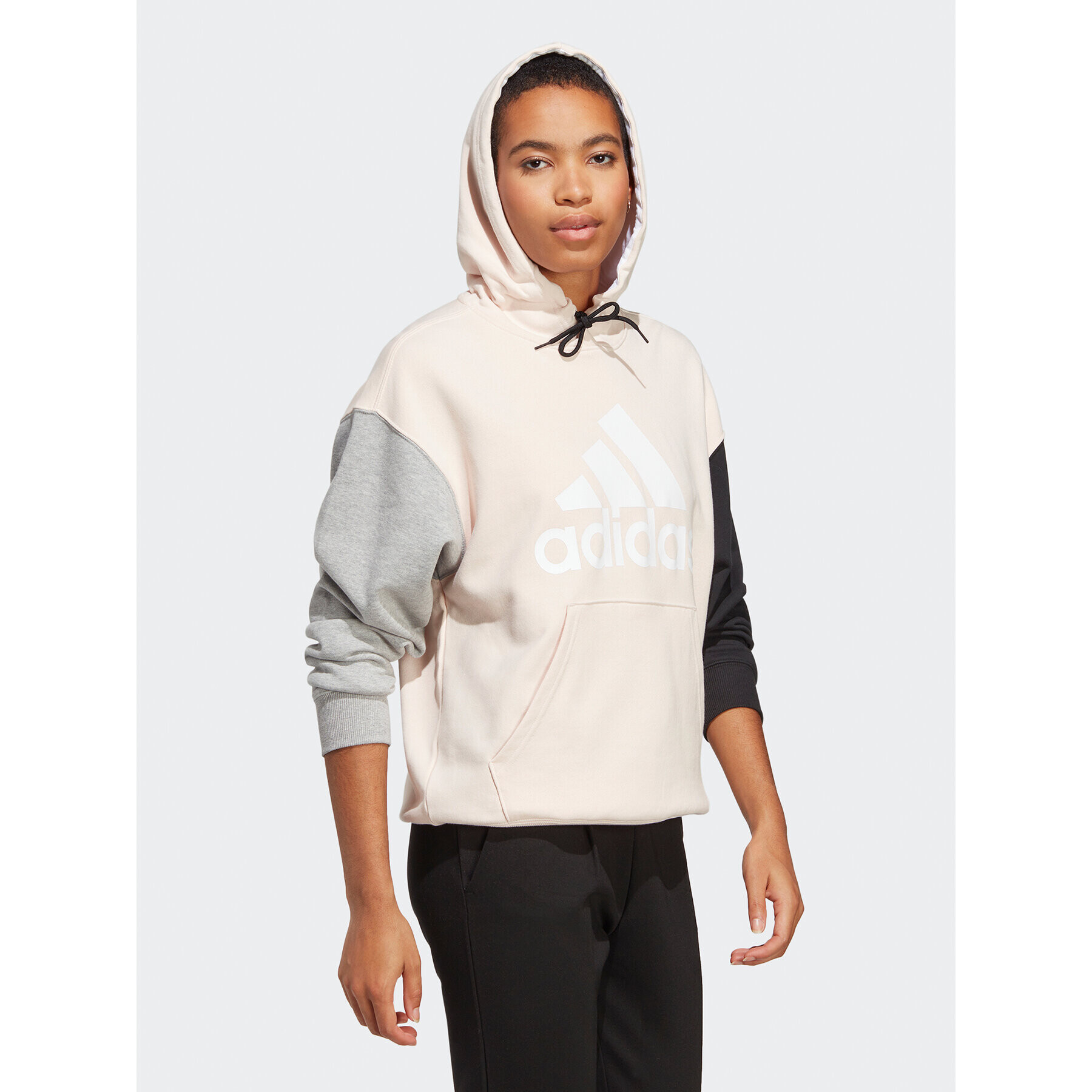 adidas Mikina Essentials Big Logo Oversized French Terry Hoodie IC9868 Růžová Loose Fit - Pepit.cz