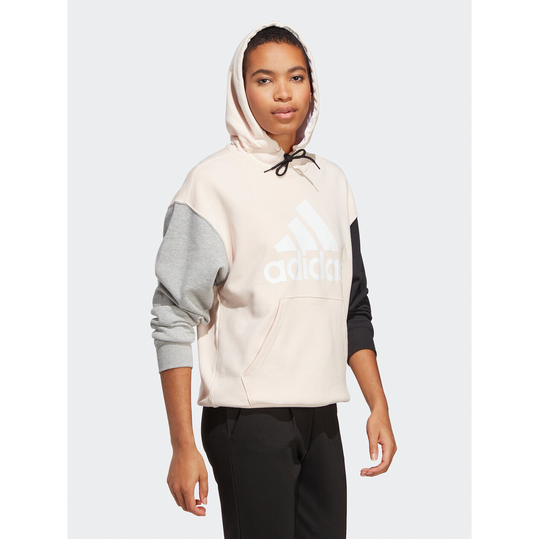 adidas Mikina Essentials Big Logo Oversized French Terry Hoodie IC9868 Růžová Loose Fit - Pepit.cz