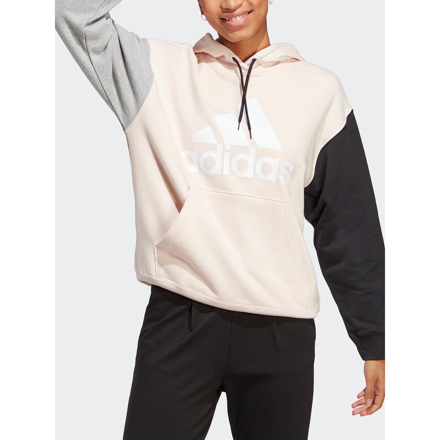 adidas Mikina Essentials Big Logo Oversized French Terry Hoodie IC9868 Růžová Loose Fit - Pepit.cz