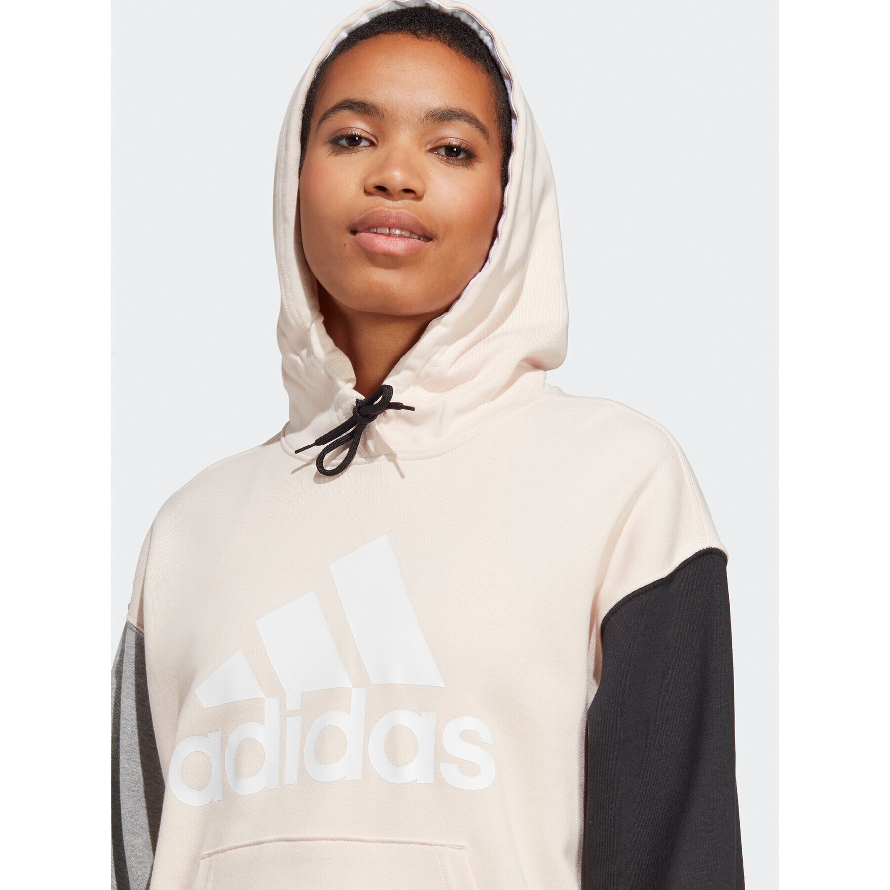 adidas Mikina Essentials Big Logo Oversized French Terry Hoodie IC9868 Růžová Loose Fit - Pepit.cz