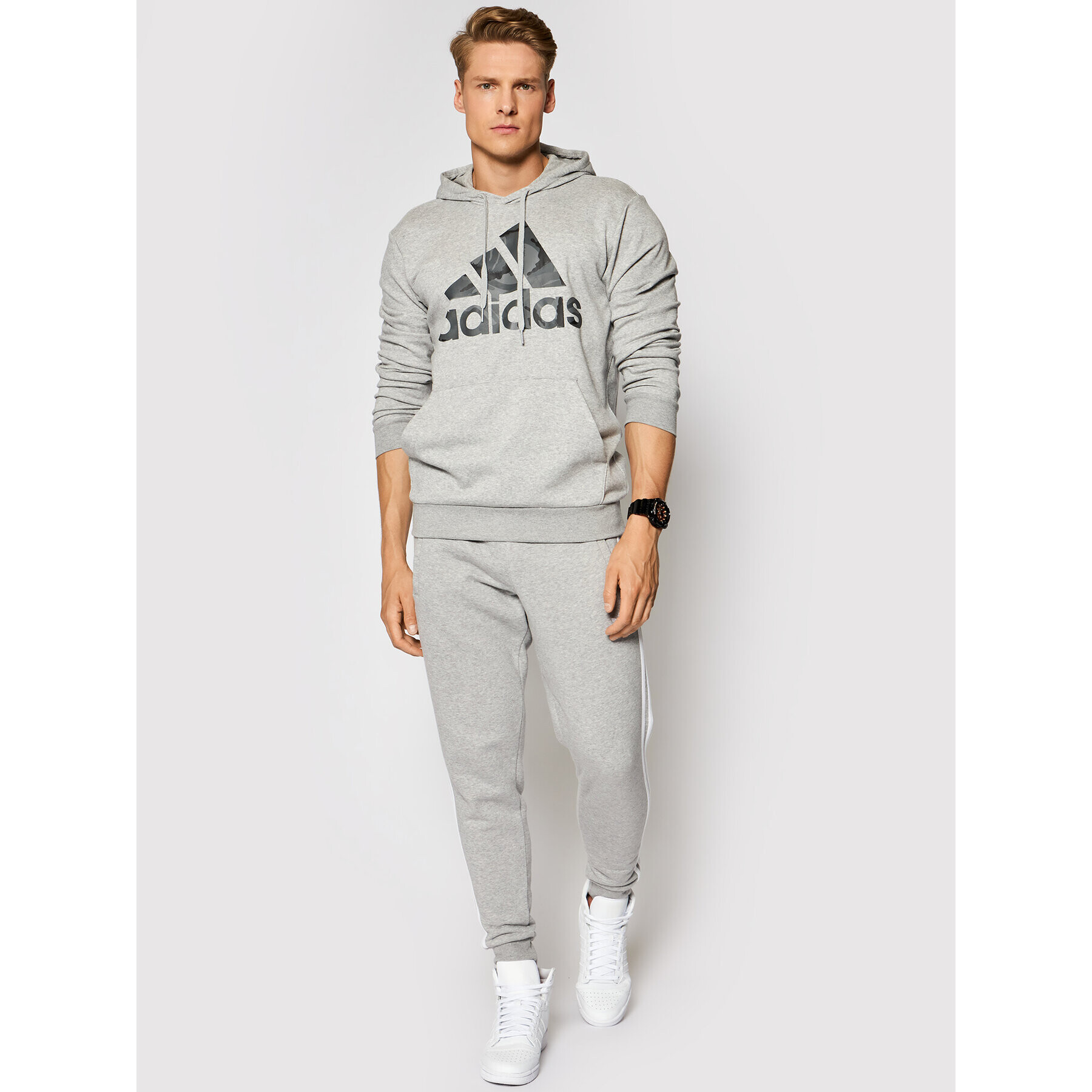 adidas Mikina Essentials Camouflage GL0020 Šedá Regular Fit - Pepit.cz