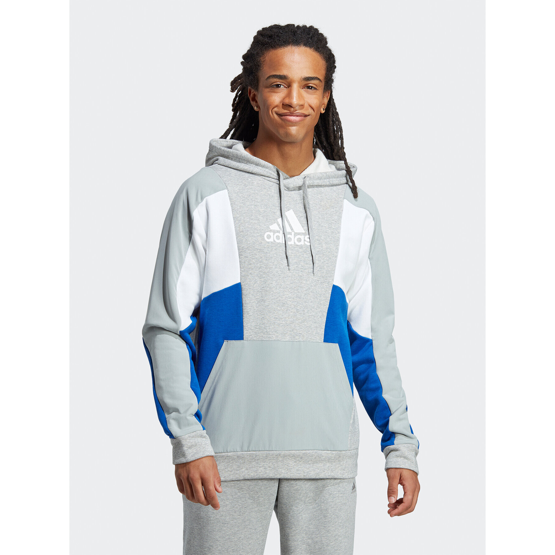 adidas Mikina Essentials Colorblock Hoodie HY5930 Šedá Regular Fit - Pepit.cz