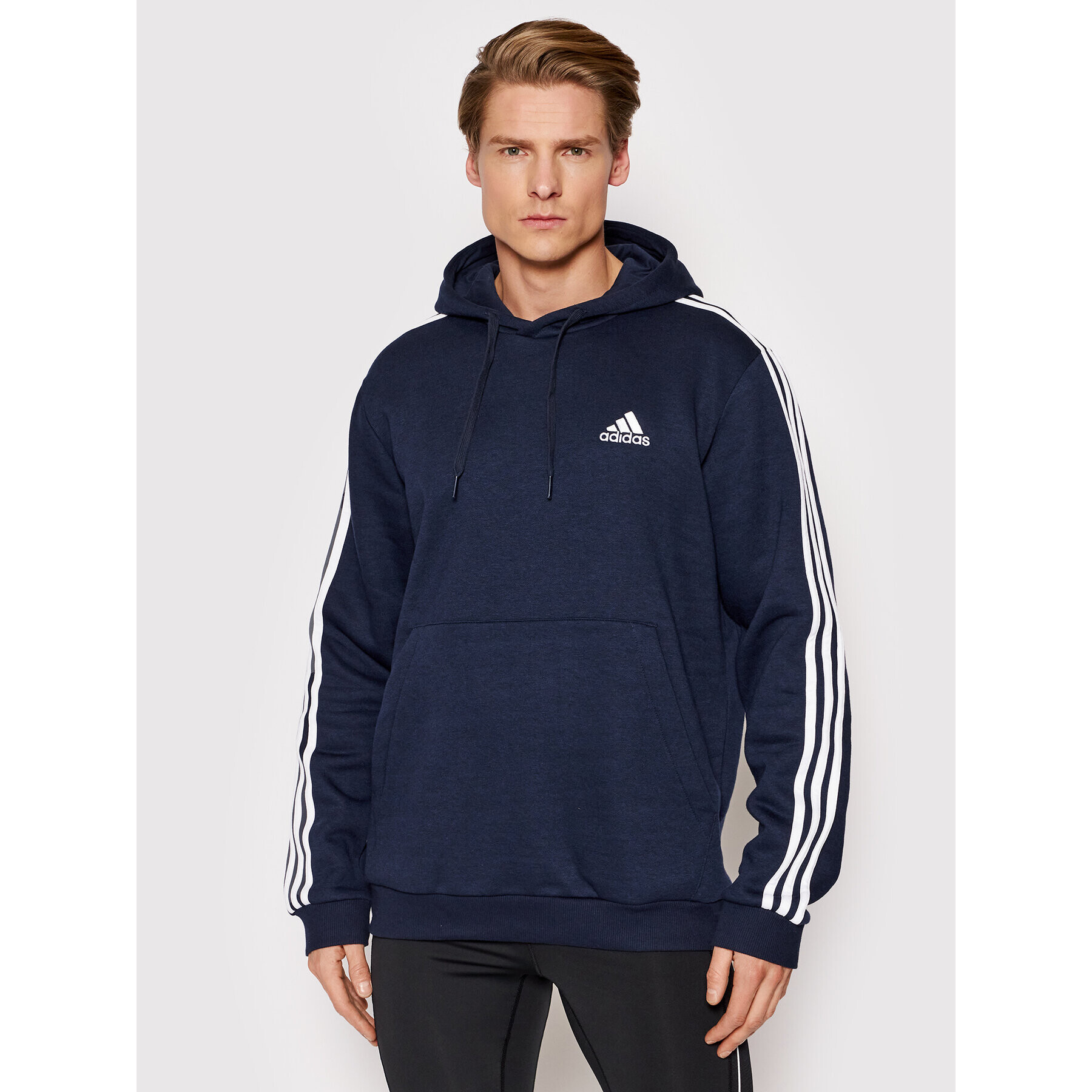 adidas Mikina Essentials Fleece 3-Stripes GK9073 Tmavomodrá Regular Fit - Pepit.cz