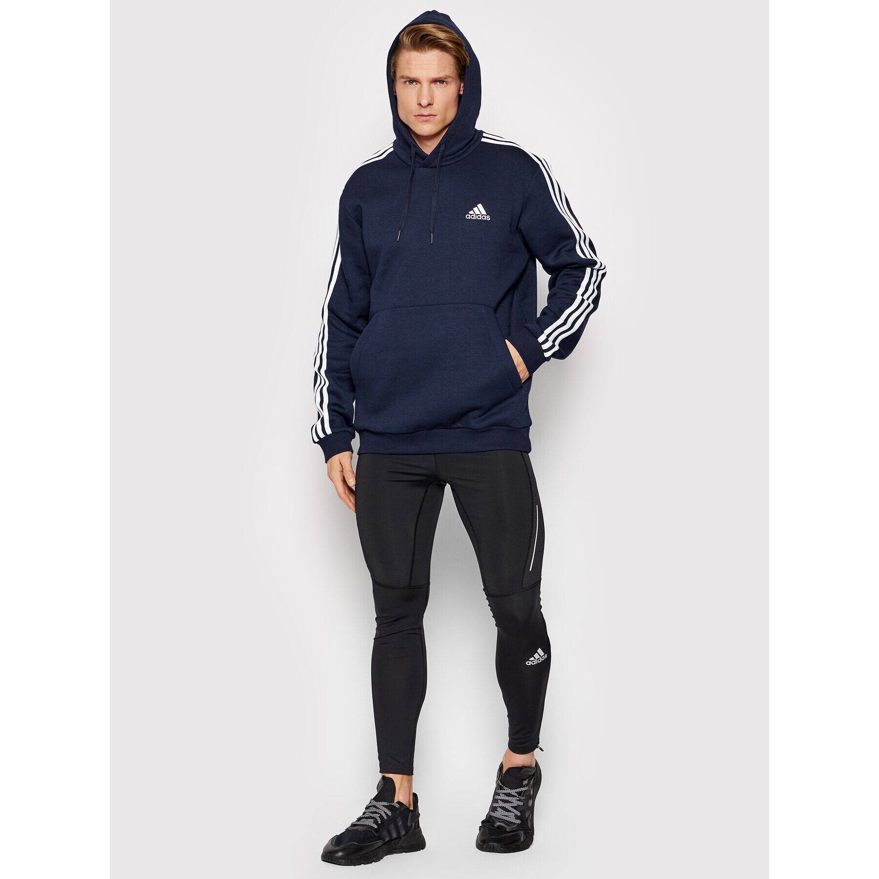 adidas Mikina Essentials Fleece 3-Stripes GK9073 Tmavomodrá Regular Fit - Pepit.cz