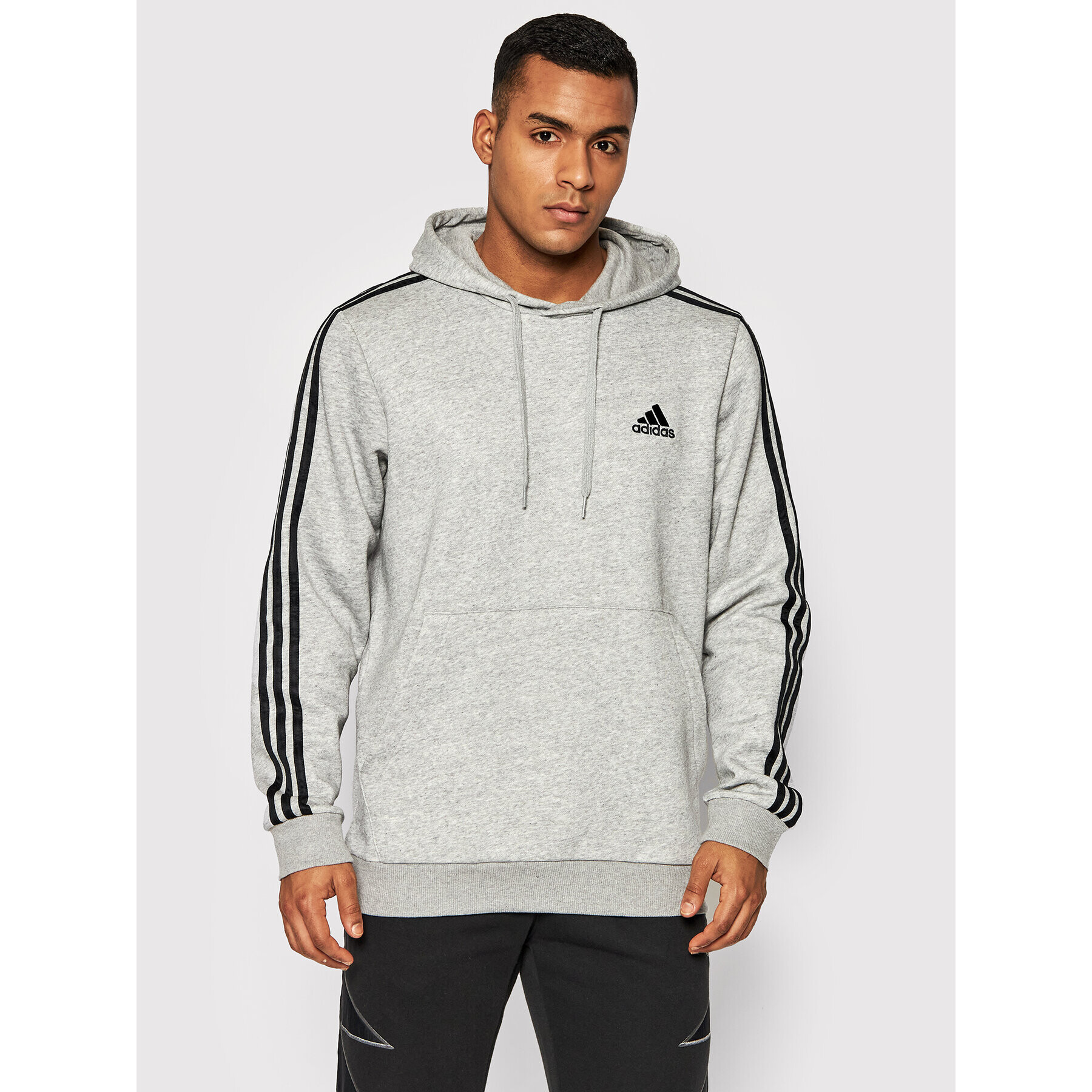 adidas Mikina Essentials Fleece 3-Stripes GK9084 Šedá Regular Fit - Pepit.cz