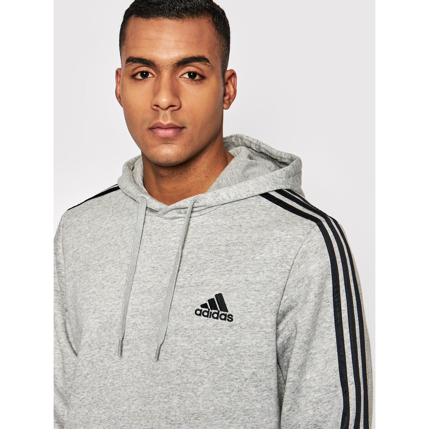 adidas Mikina Essentials Fleece 3-Stripes GK9084 Šedá Regular Fit - Pepit.cz