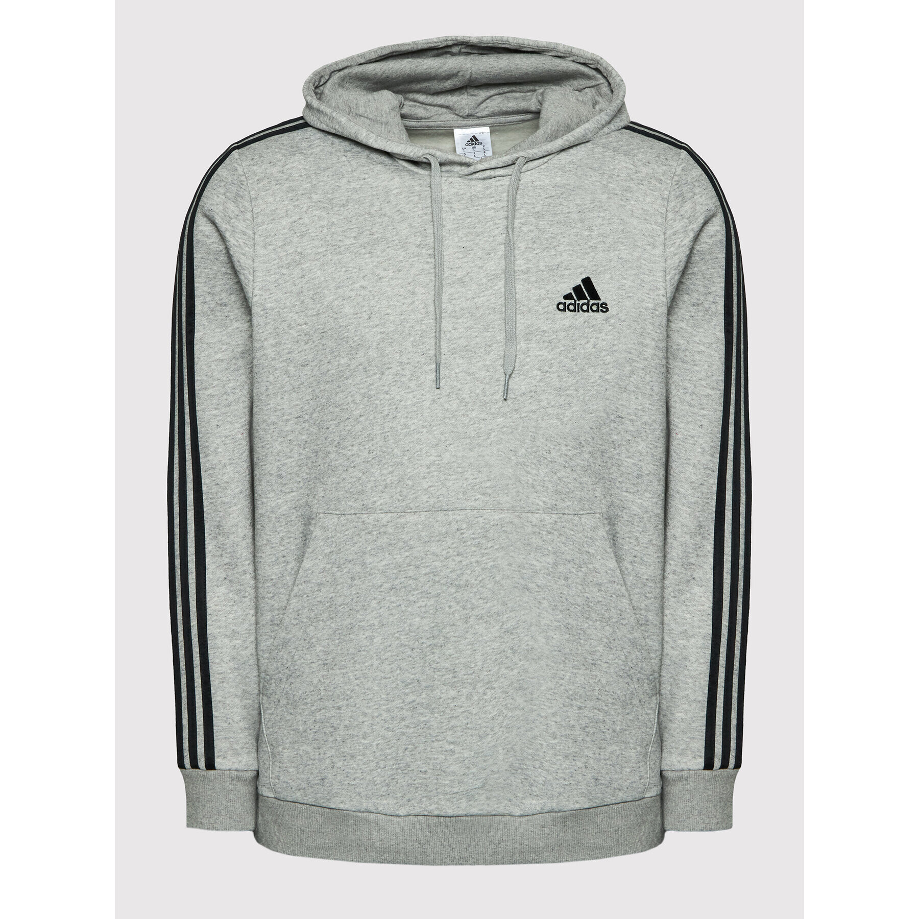 adidas Mikina Essentials Fleece 3-Stripes GK9084 Šedá Regular Fit - Pepit.cz