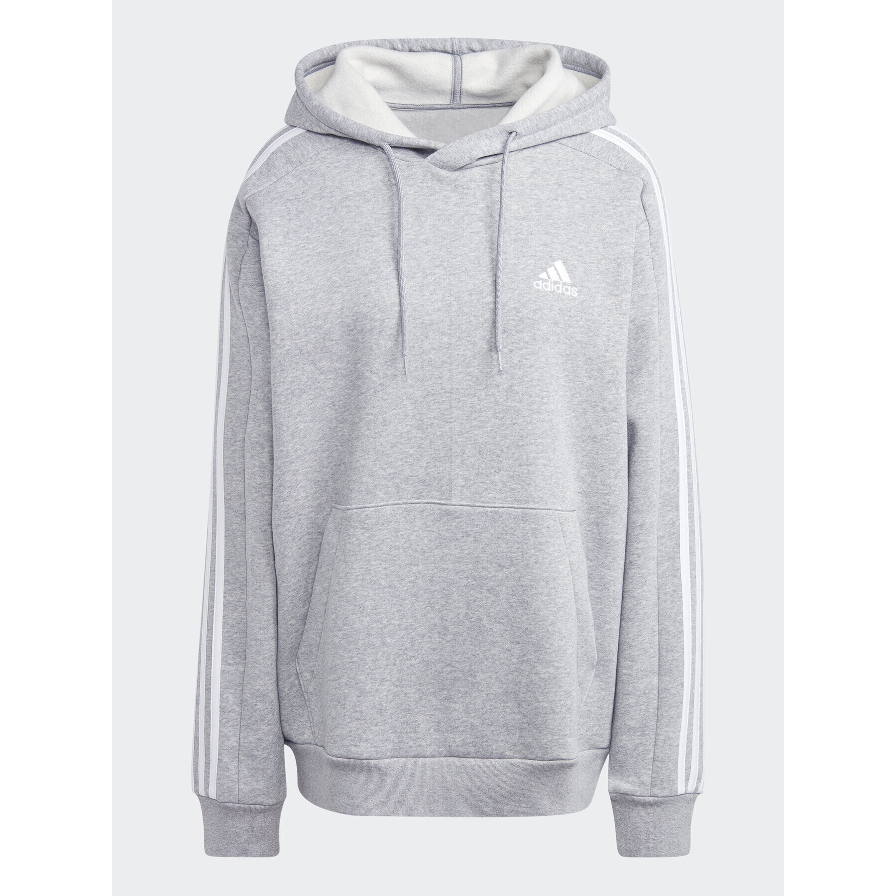 adidas Mikina Essentials Fleece 3-Stripes IJ6474 Šedá Regular Fit - Pepit.cz