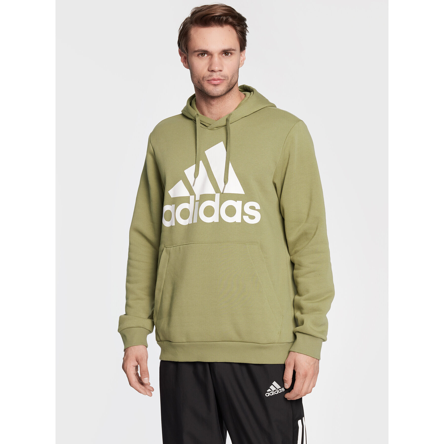 adidas Mikina Essentials Fleece Big Logo H12201 Zelená Regular Fit - Pepit.cz