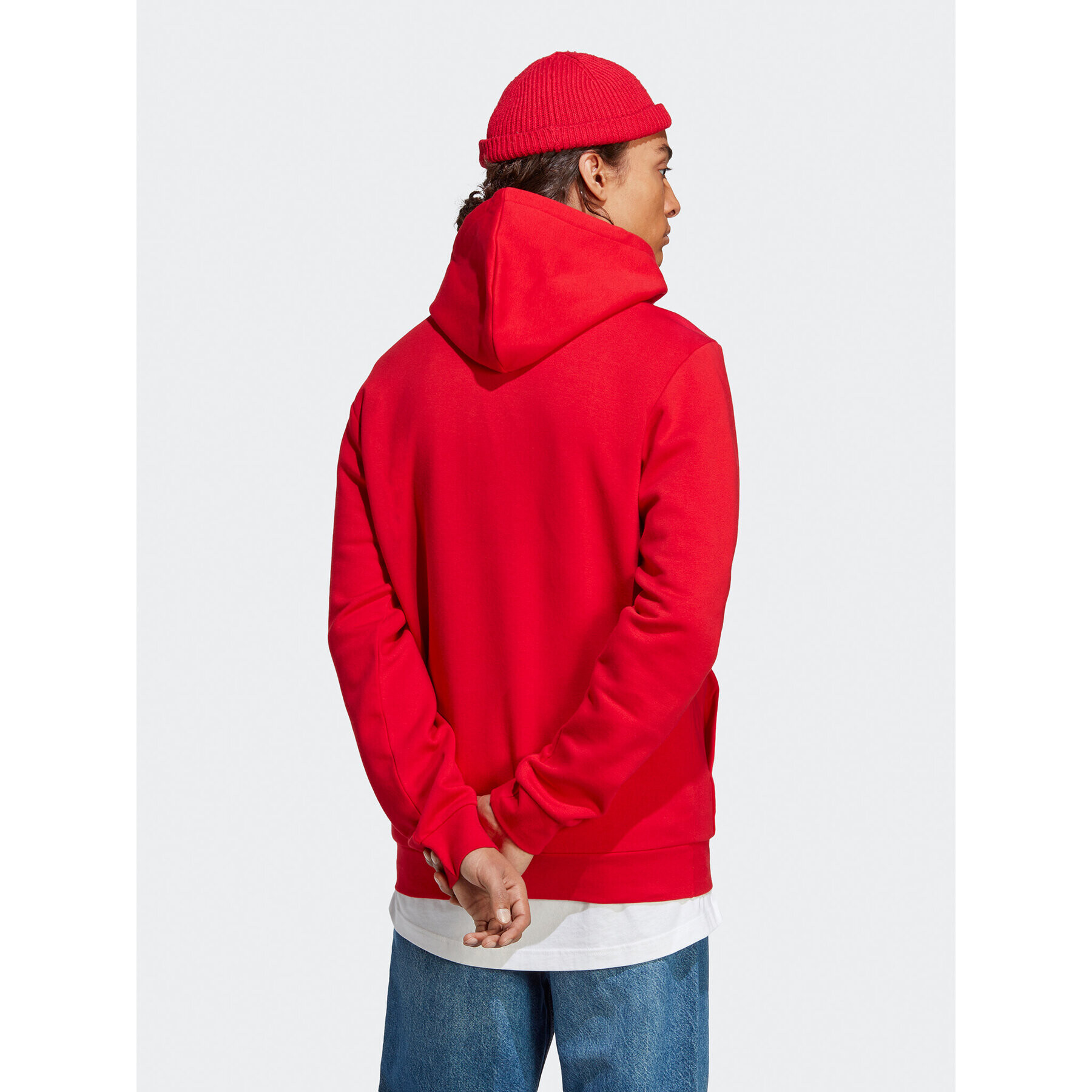 adidas Mikina Essentials Fleece Hoodie H47018 Červená Regular Fit - Pepit.cz