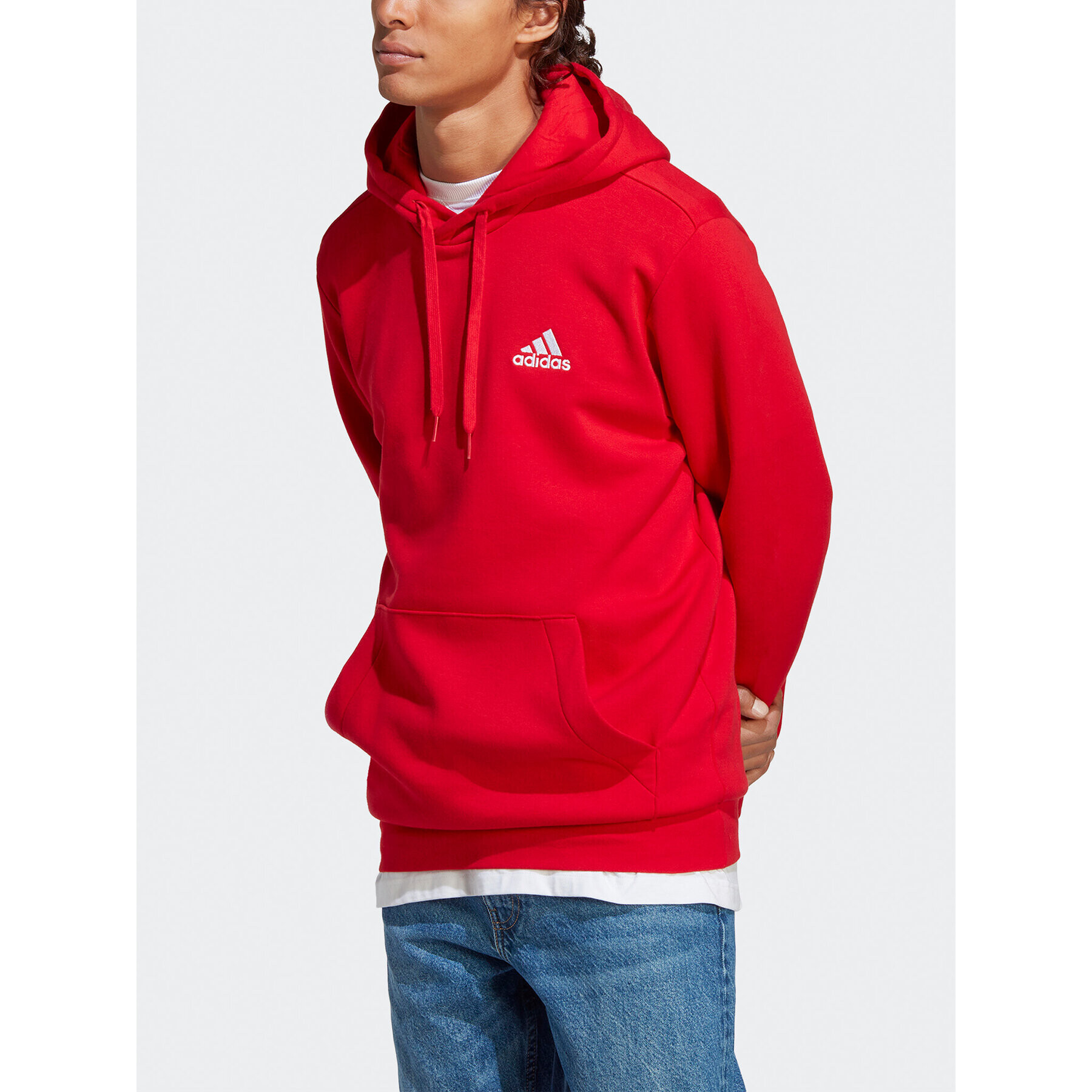 adidas Mikina Essentials Fleece Hoodie H47018 Červená Regular Fit - Pepit.cz