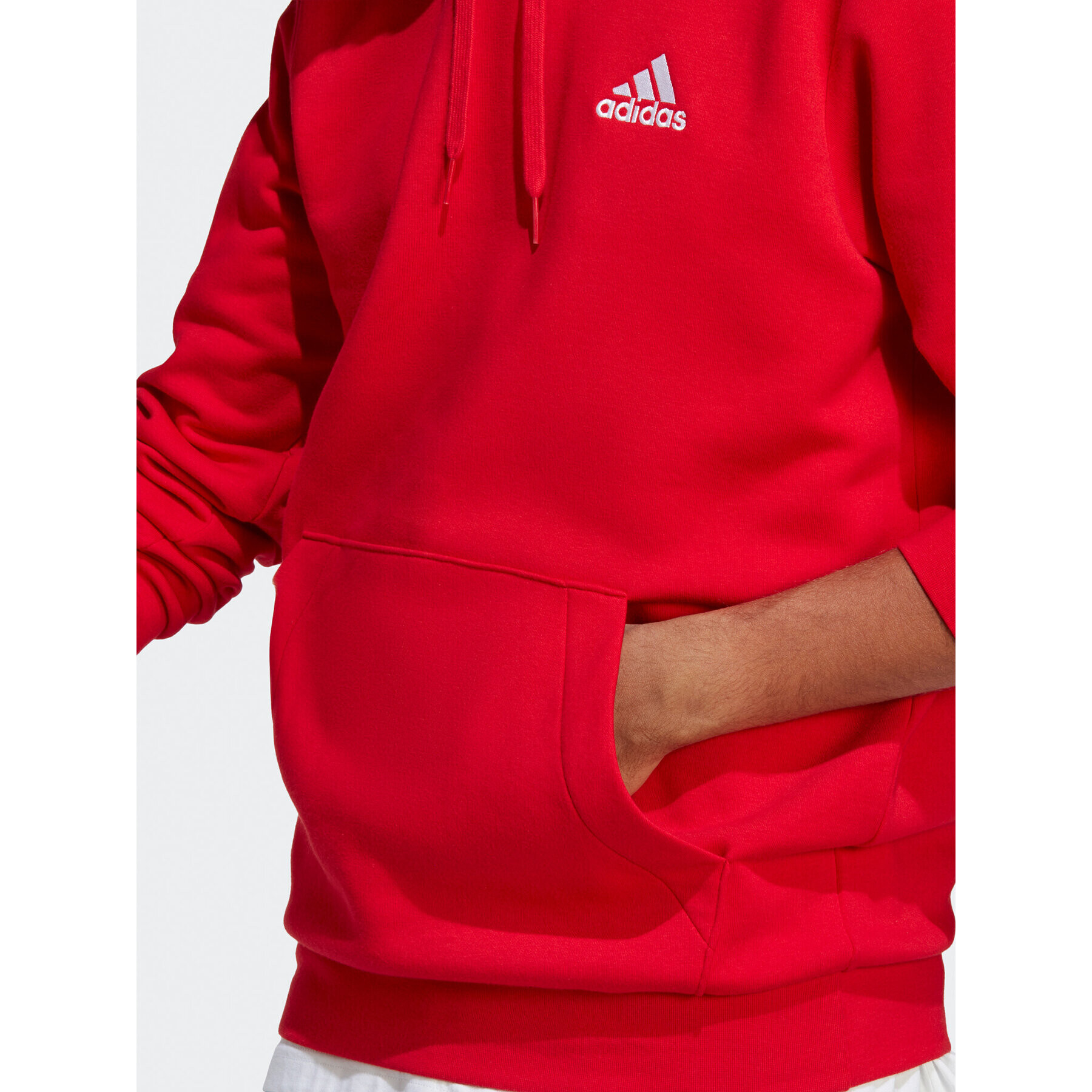 adidas Mikina Essentials Fleece Hoodie H47018 Červená Regular Fit - Pepit.cz