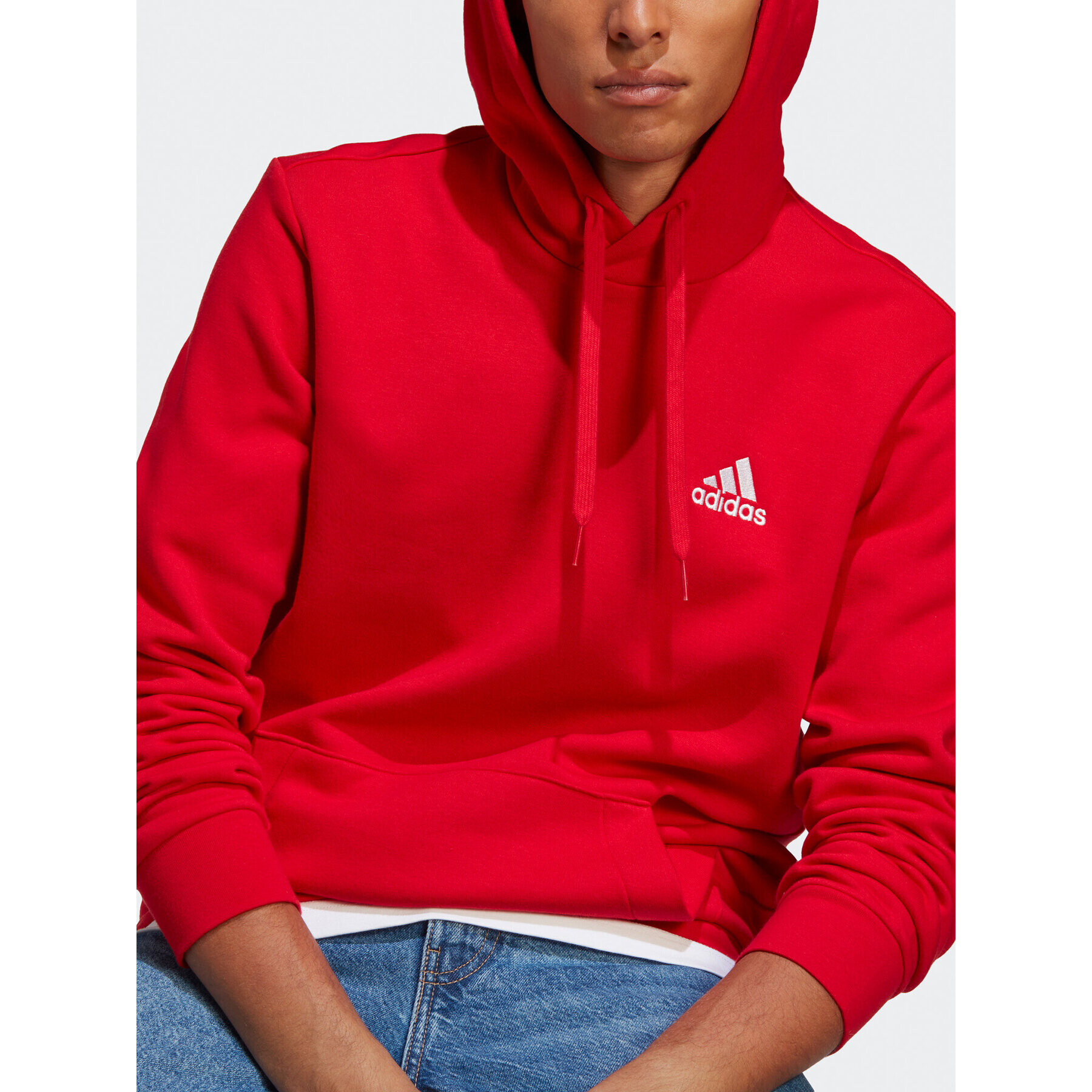 adidas Mikina Essentials Fleece Hoodie H47018 Červená Regular Fit - Pepit.cz