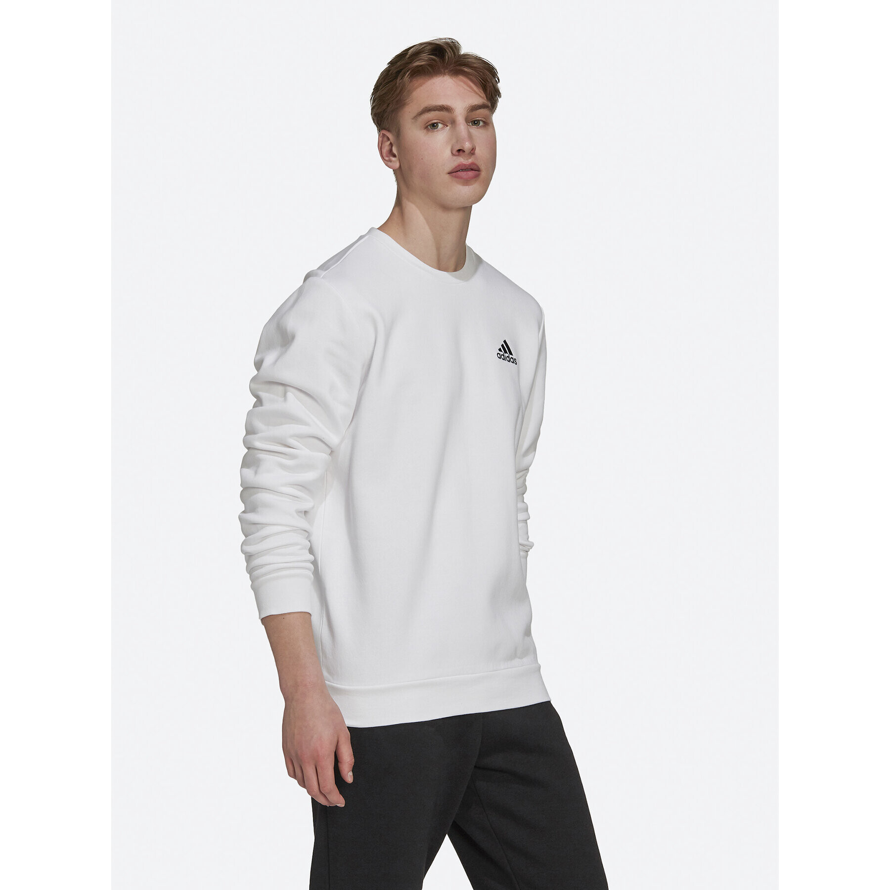 adidas Mikina Essentials Fleece Sweatshirt H12220 Bílá Regular Fit - Pepit.cz