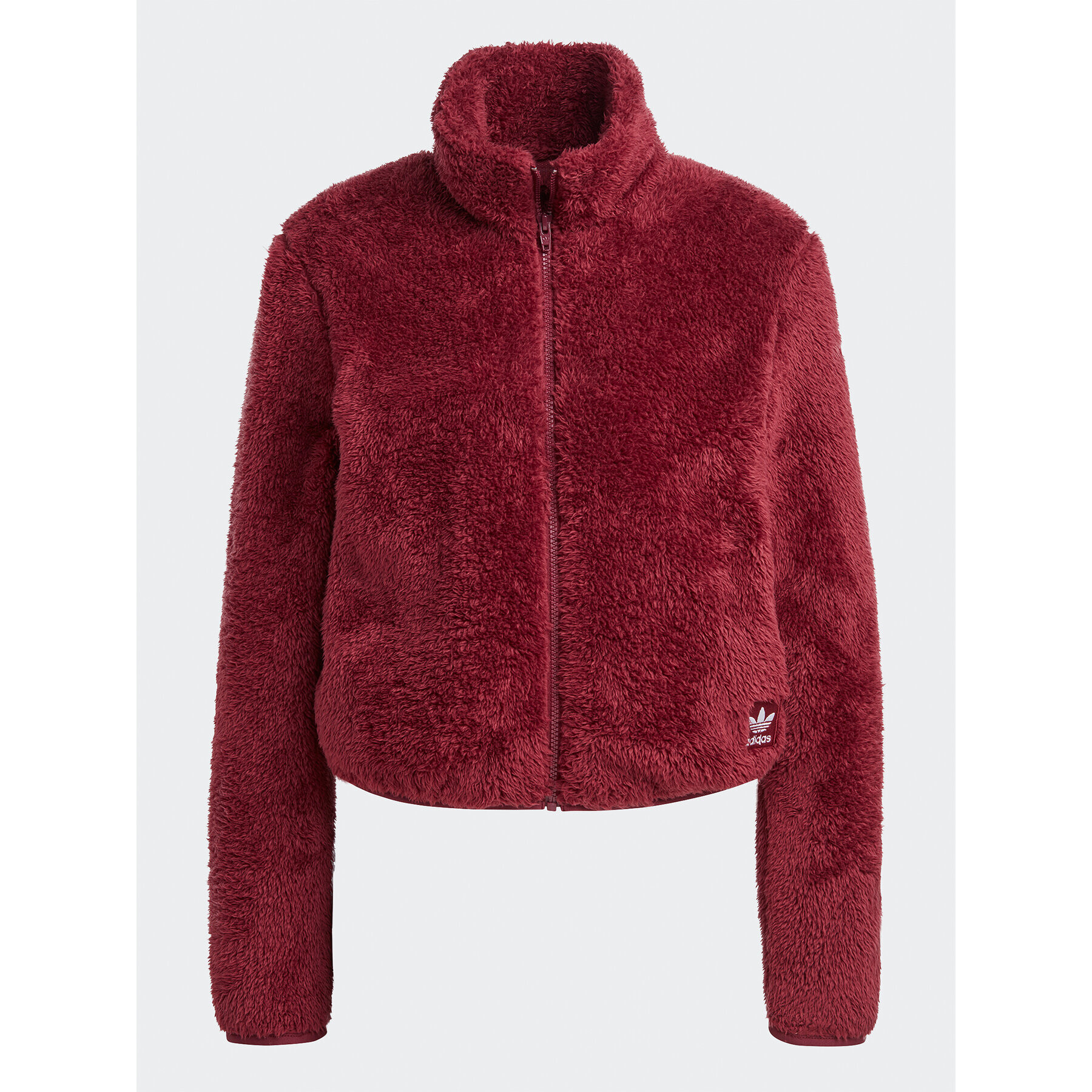 adidas Mikina Essentials+ Fluffy Teddy Slim Zip Top HY1712 Červená Regular Fit - Pepit.cz