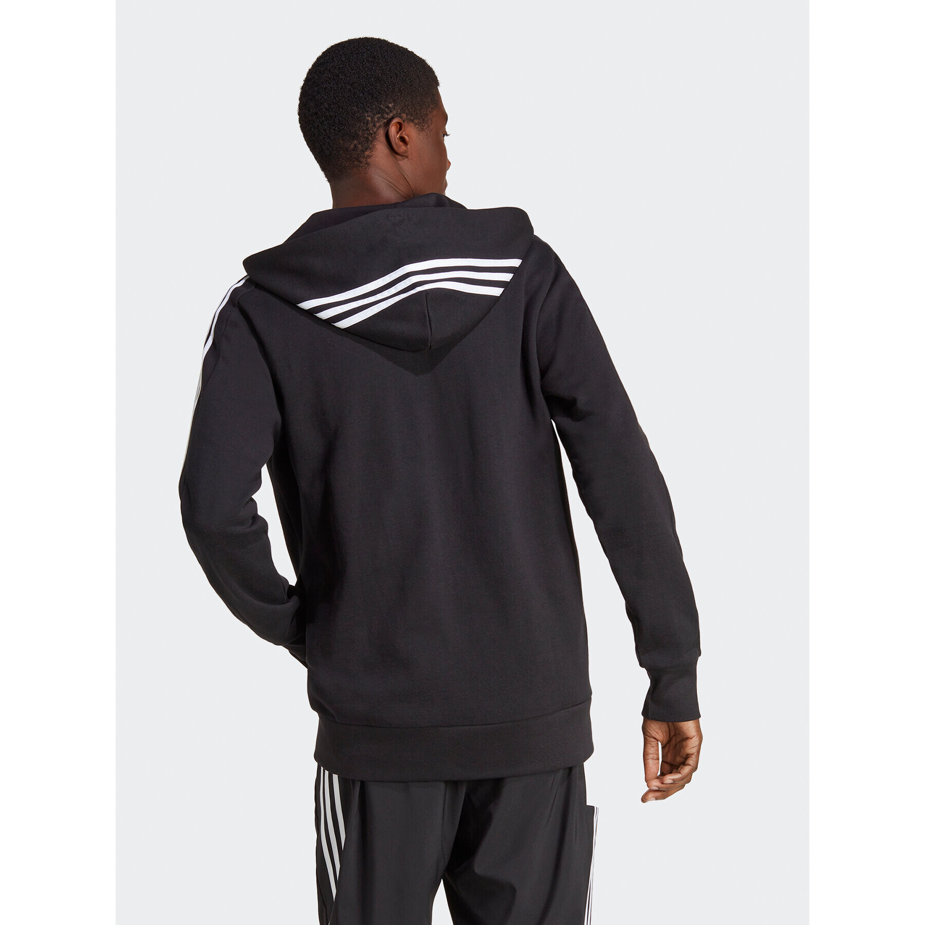 adidas Mikina Essentials French Terry 3-Stripes Full-Zip Hoodie IC0433 Černá Regular Fit - Pepit.cz