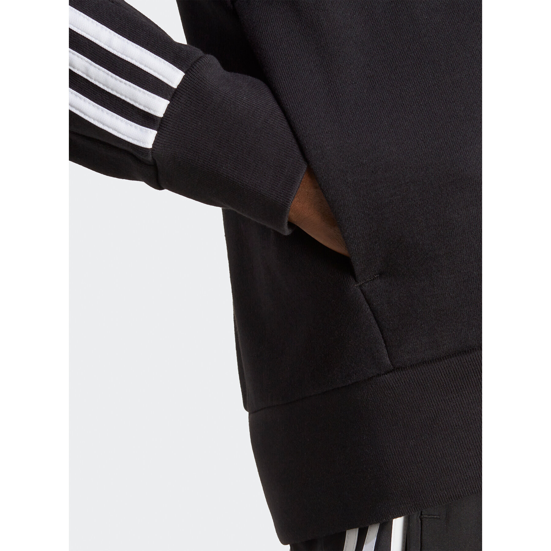 adidas Mikina Essentials French Terry 3-Stripes Full-Zip Hoodie IC0433 Černá Regular Fit - Pepit.cz