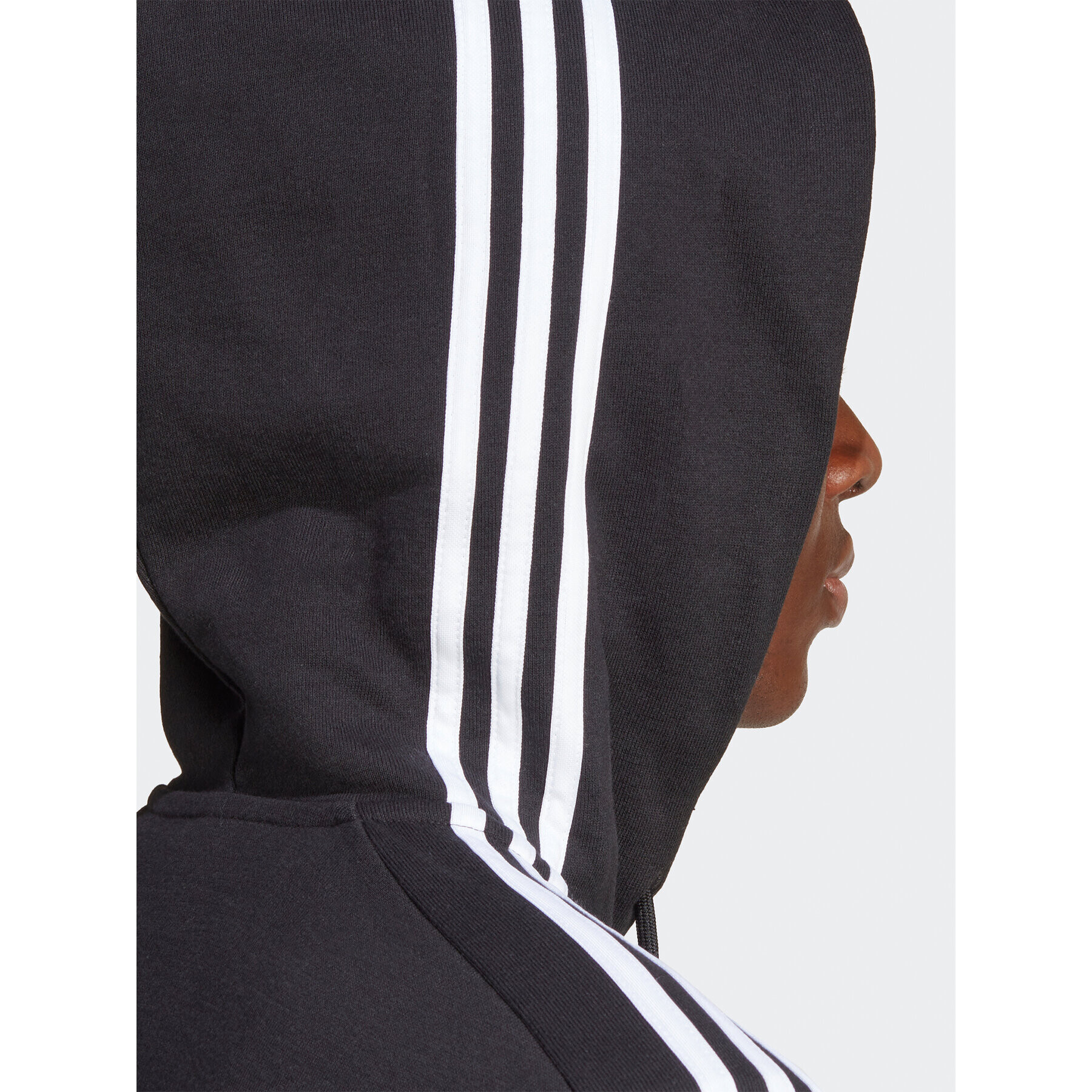 adidas Mikina Essentials French Terry 3-Stripes Full-Zip Hoodie IC0433 Černá Regular Fit - Pepit.cz