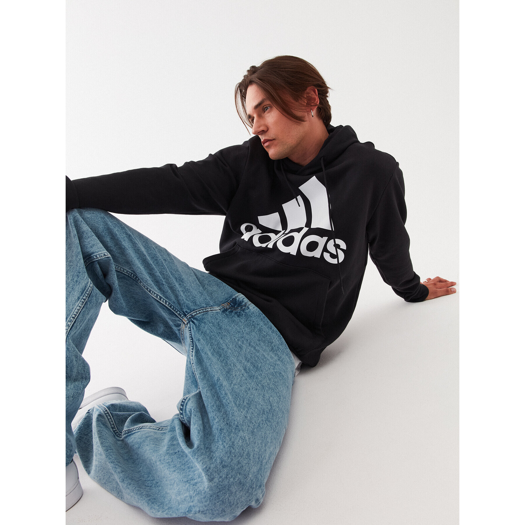 adidas Mikina Essentials French Terry Big Logo Hoodie IC9363 Černá Regular Fit - Pepit.cz