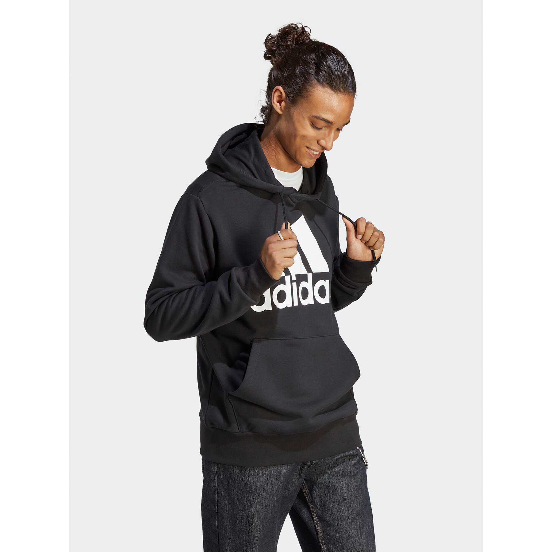 adidas Mikina Essentials French Terry Big Logo Hoodie IC9363 Černá Regular Fit - Pepit.cz