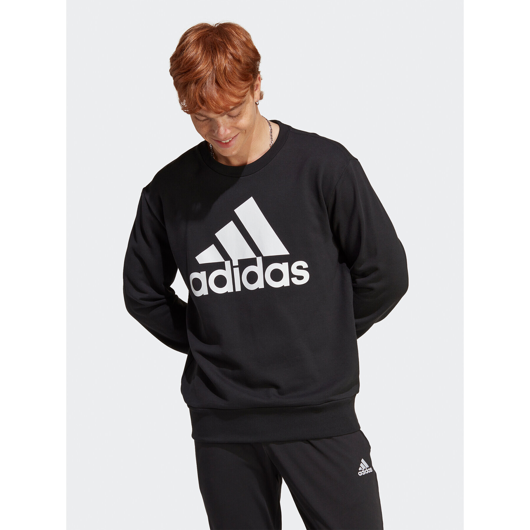 adidas Mikina Essentials French Terry Big Logo Sweatshirt IC9324 Černá Regular Fit - Pepit.cz