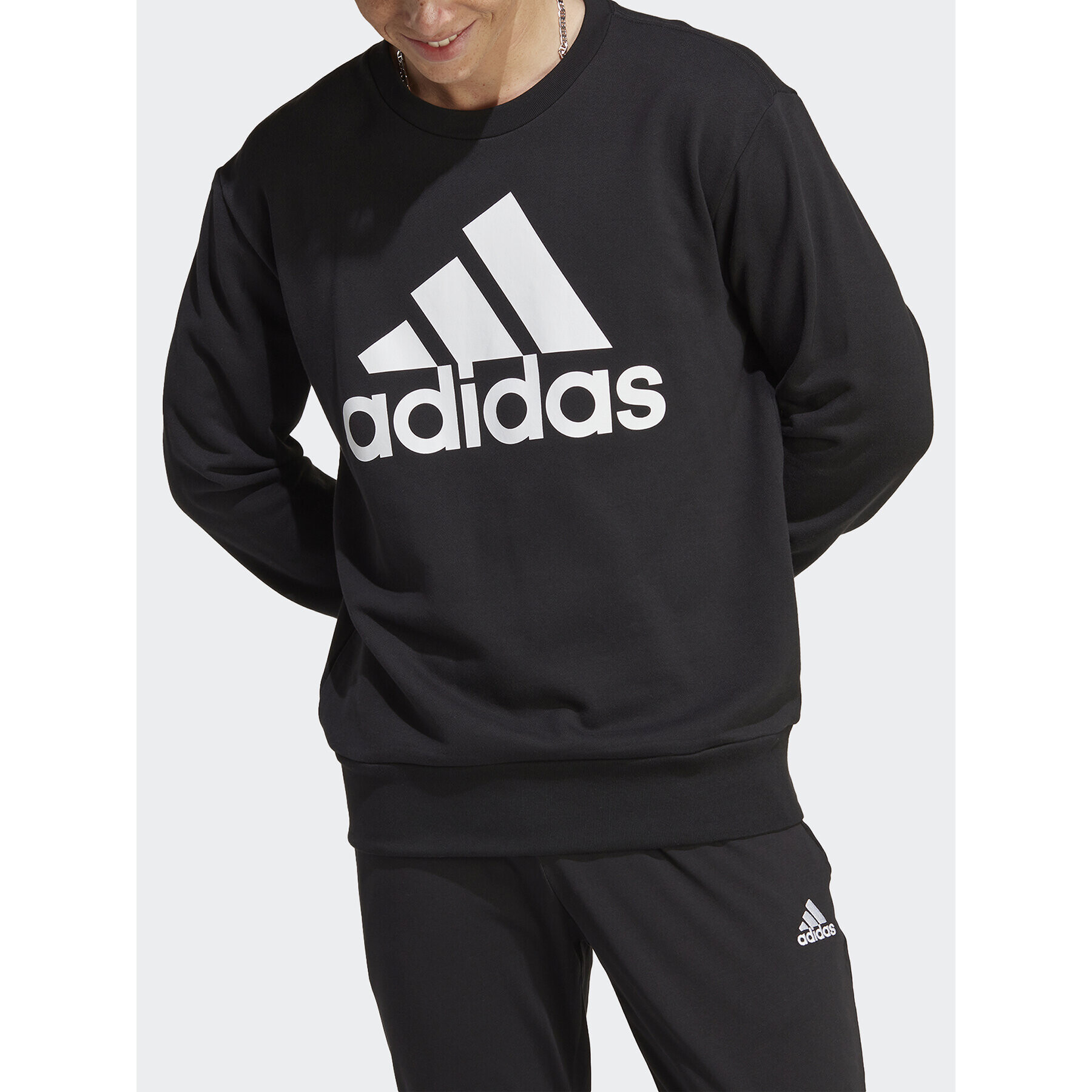 adidas Mikina Essentials French Terry Big Logo Sweatshirt IC9324 Černá Regular Fit - Pepit.cz