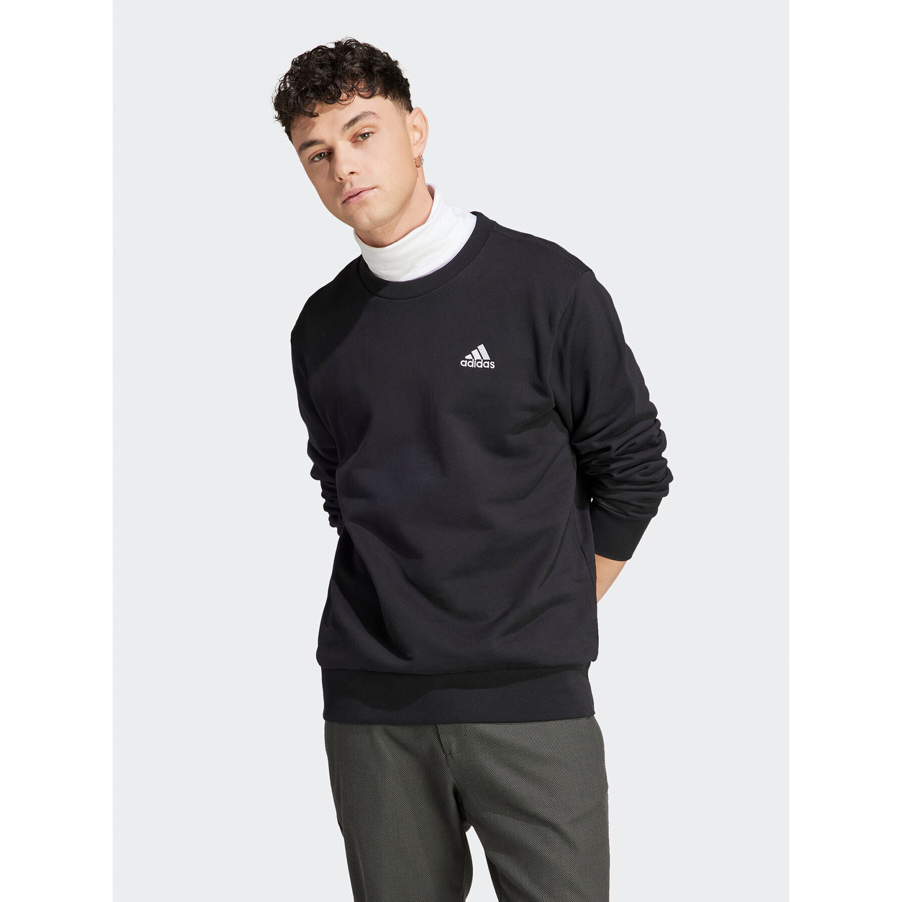 adidas Mikina Essentials French Terry Embroidered Small Logo Sweatshirt IC9329 Černá Regular Fit - Pepit.cz