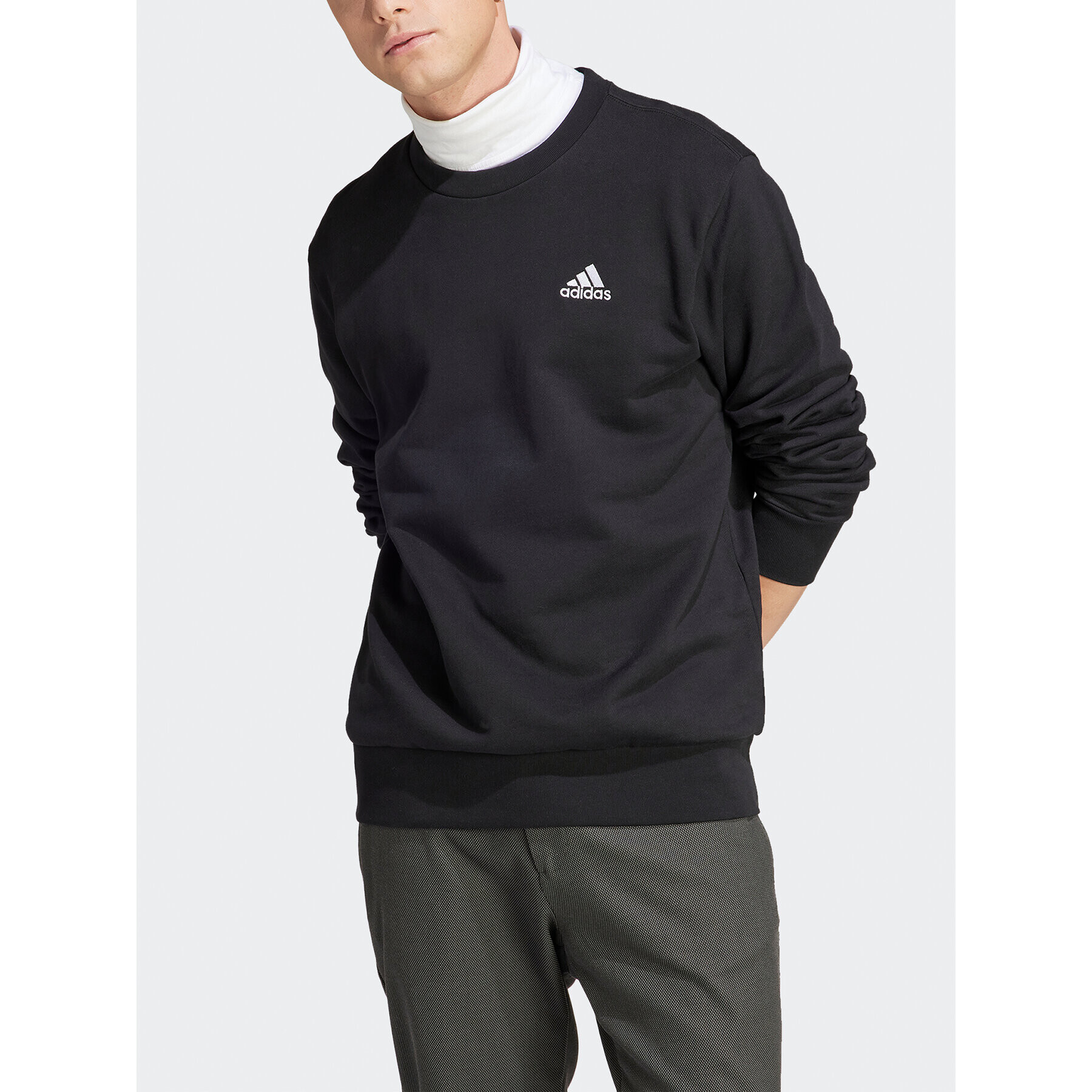 adidas Mikina Essentials French Terry Embroidered Small Logo Sweatshirt IC9329 Černá Regular Fit - Pepit.cz