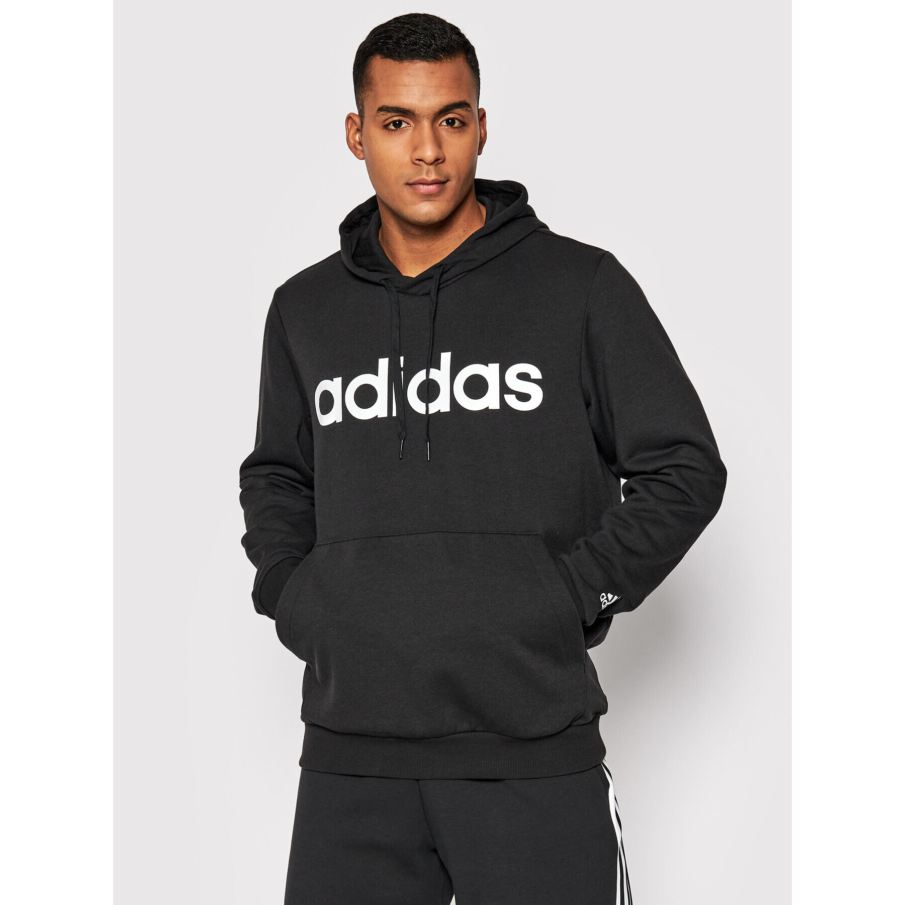 adidas Mikina Essentials French Terry Linear Logo GK9064 Černá Regular Fit - Pepit.cz