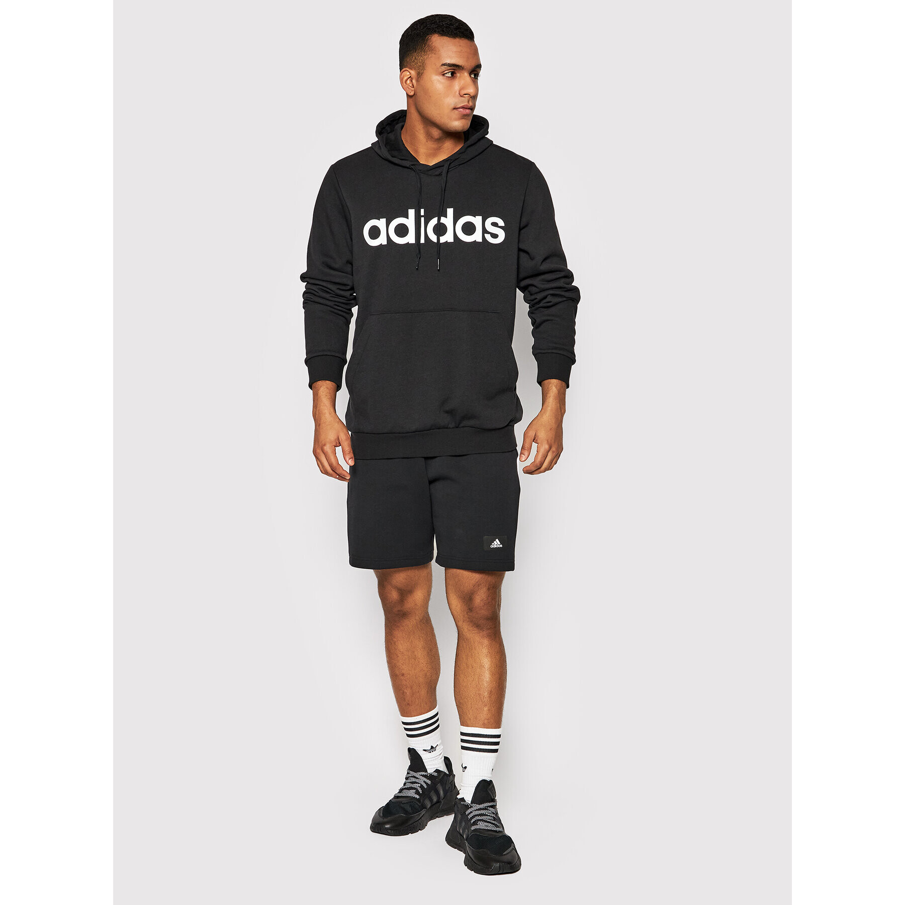 adidas Mikina Essentials French Terry Linear Logo GK9064 Černá Regular Fit - Pepit.cz