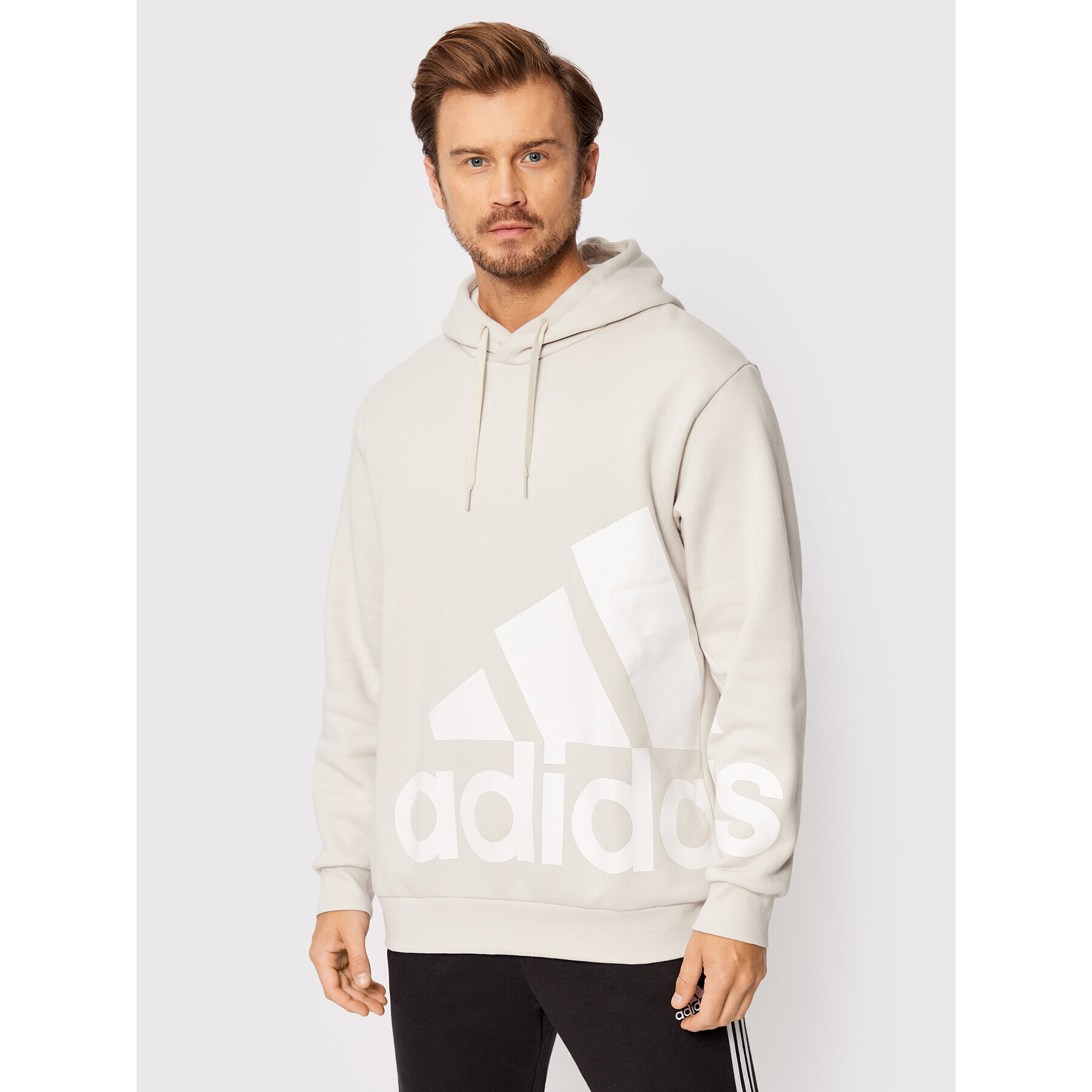 adidas Mikina Essentials Giant Logo Fleece HL6928 Béžová Loose Fit - Pepit.cz