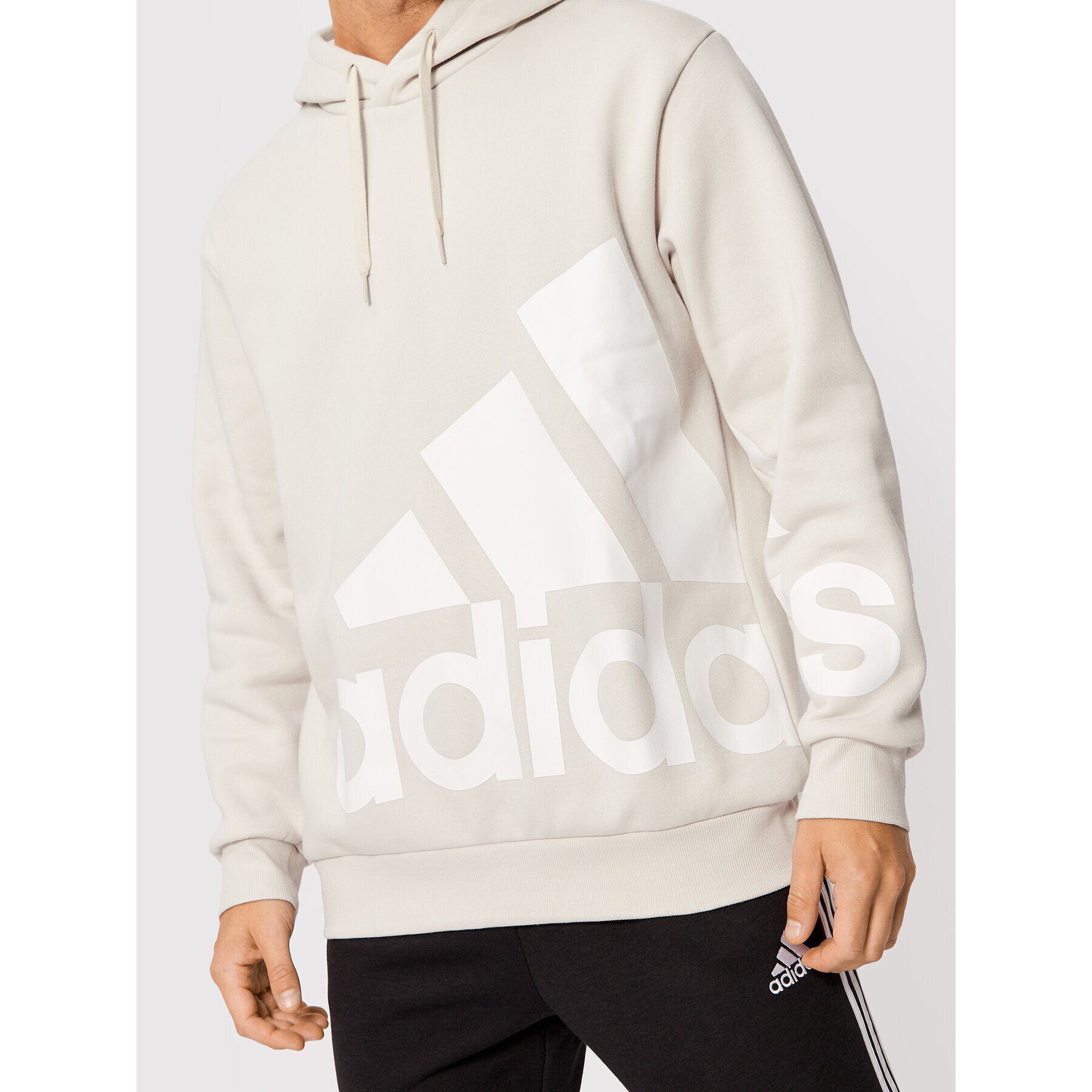 adidas Mikina Essentials Giant Logo Fleece HL6928 Béžová Loose Fit - Pepit.cz