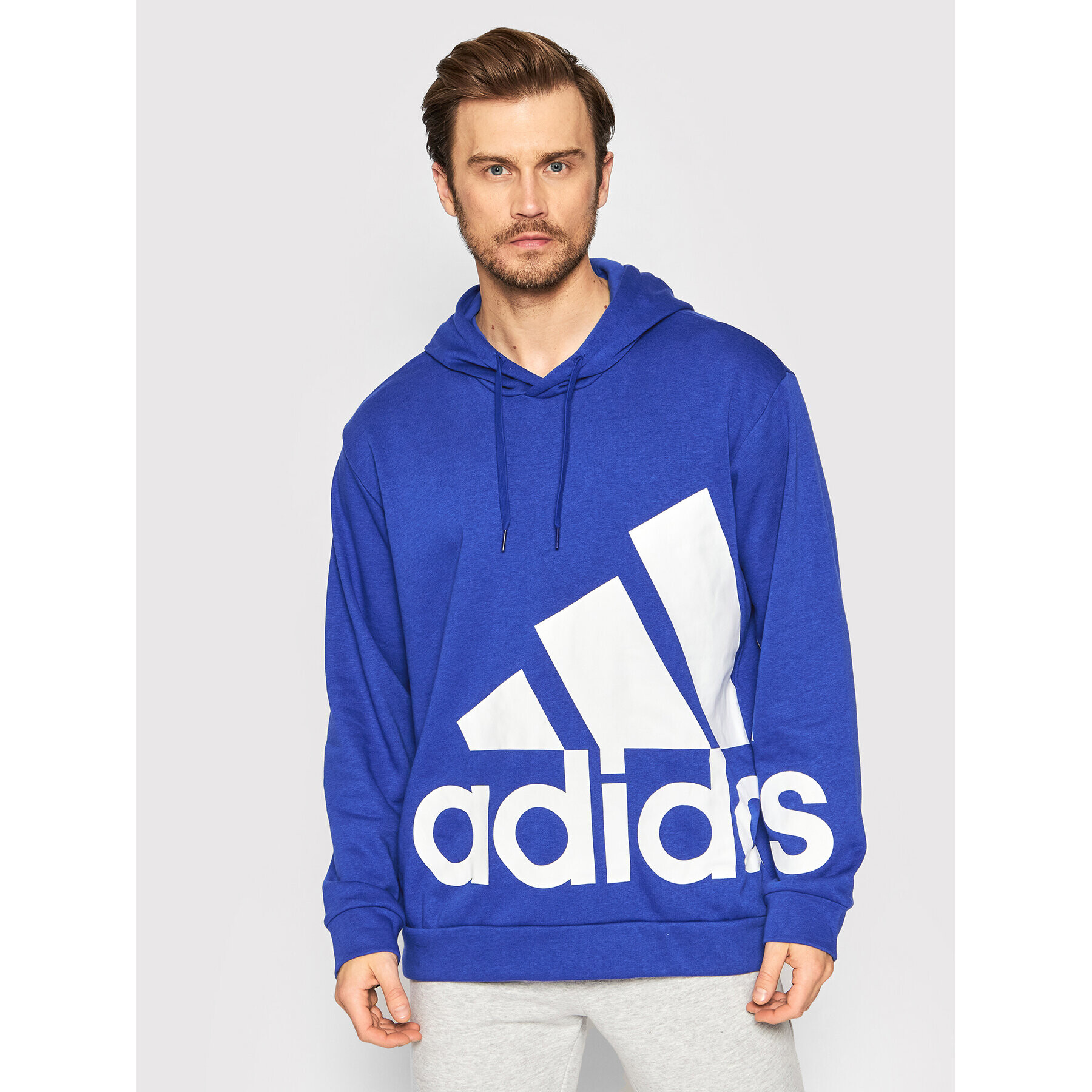 adidas Mikina Essentials Giant Logo French Terry HE4405 Modrá Loose Fit - Pepit.cz