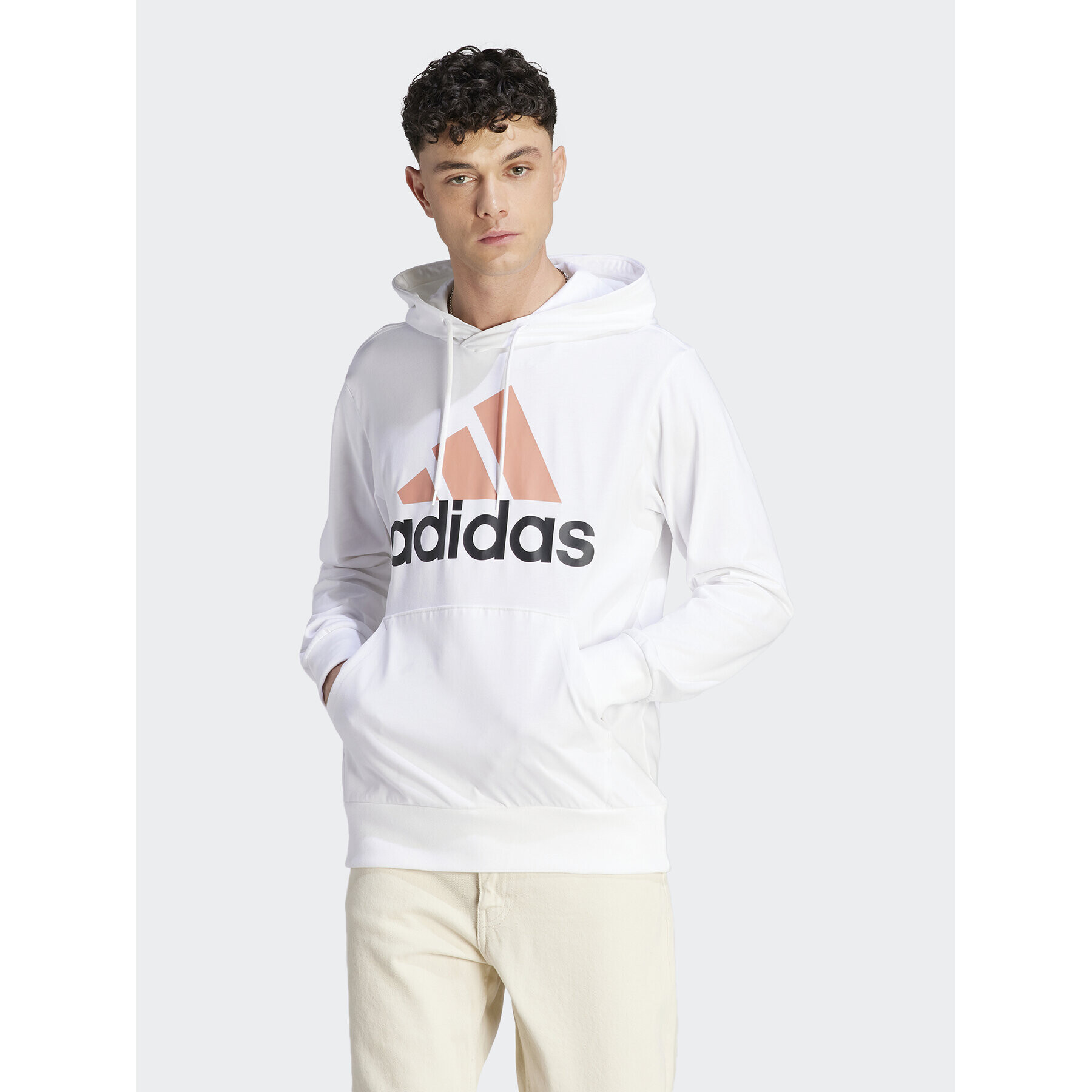 adidas Mikina Essentials Logo IJ8573 Bílá Regular Fit - Pepit.cz