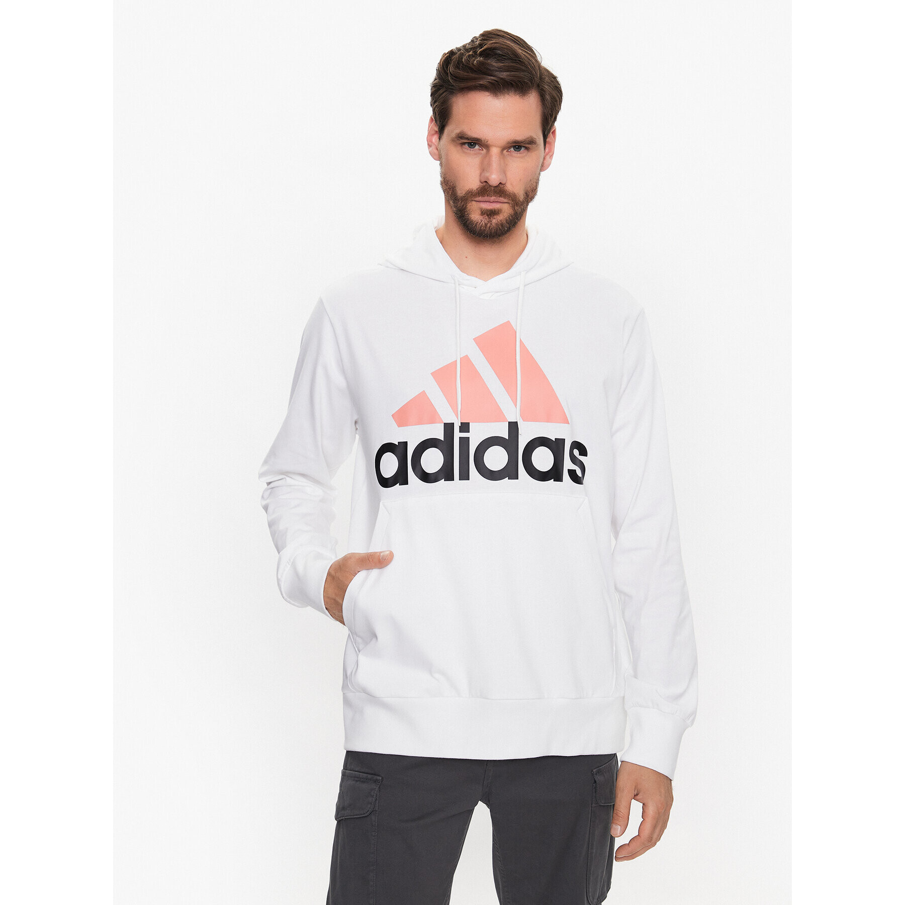 adidas Mikina Essentials Logo IJ8573 Bílá Regular Fit - Pepit.cz