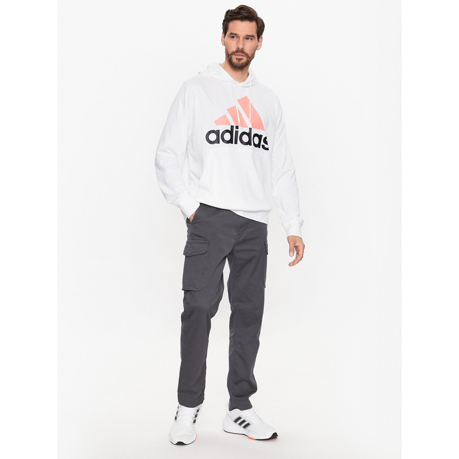 adidas Mikina Essentials Logo IJ8573 Bílá Regular Fit - Pepit.cz