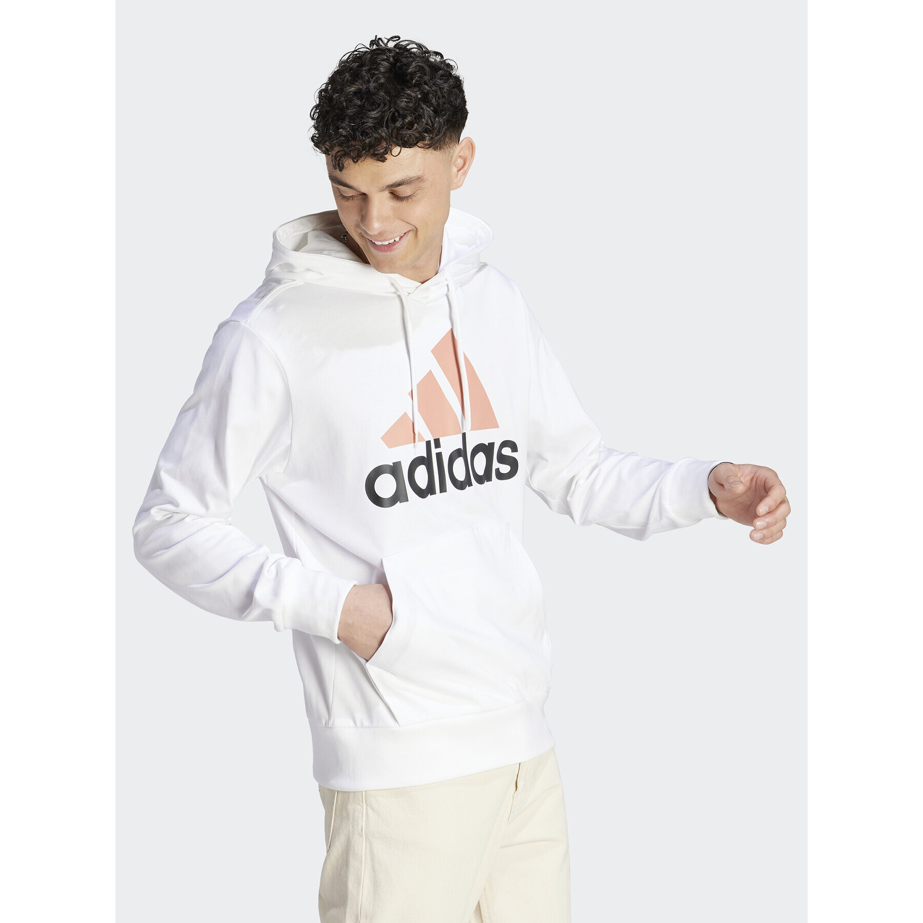 adidas Mikina Essentials Logo IJ8573 Bílá Regular Fit - Pepit.cz